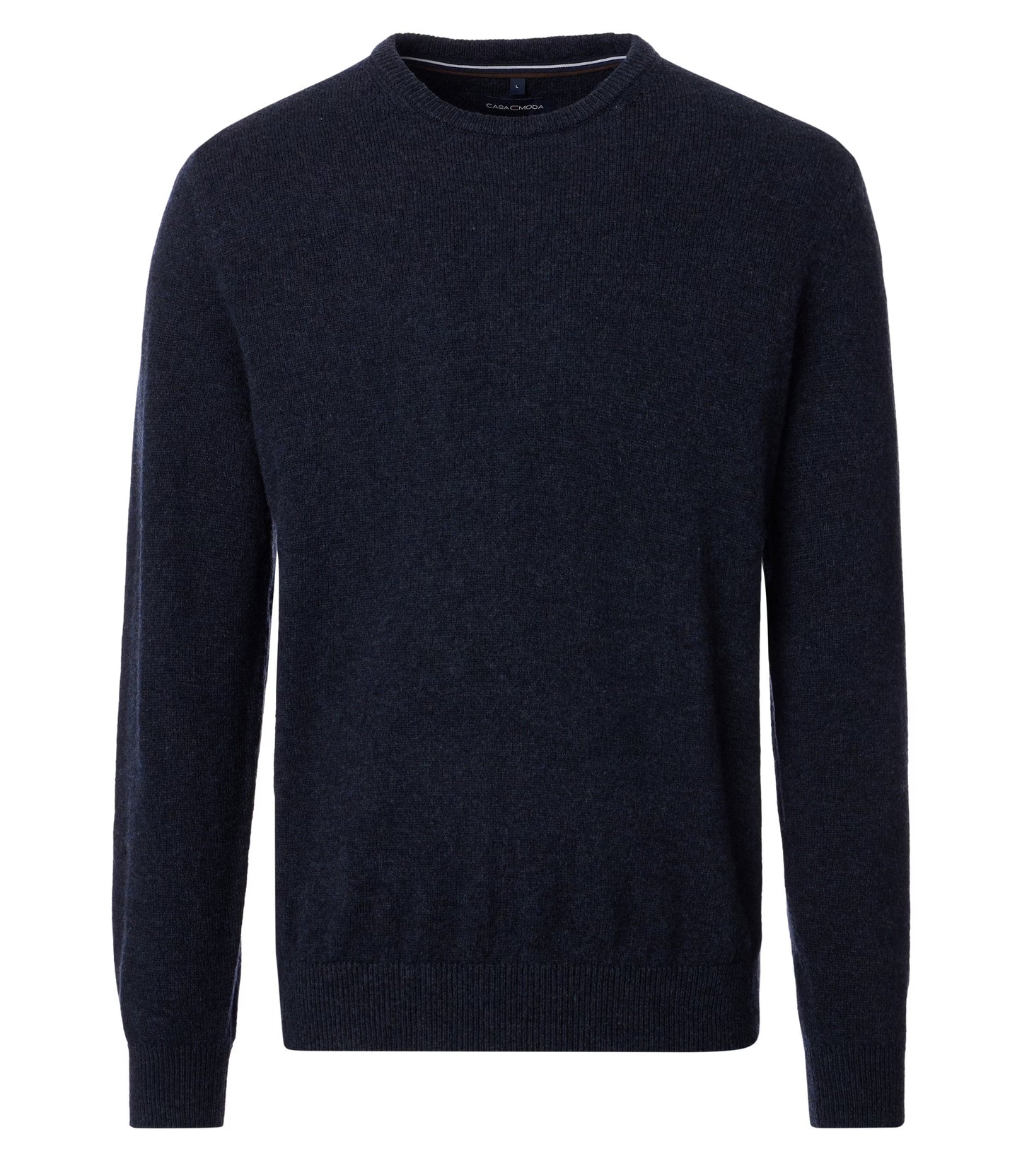 Navy blue sweater on a white background