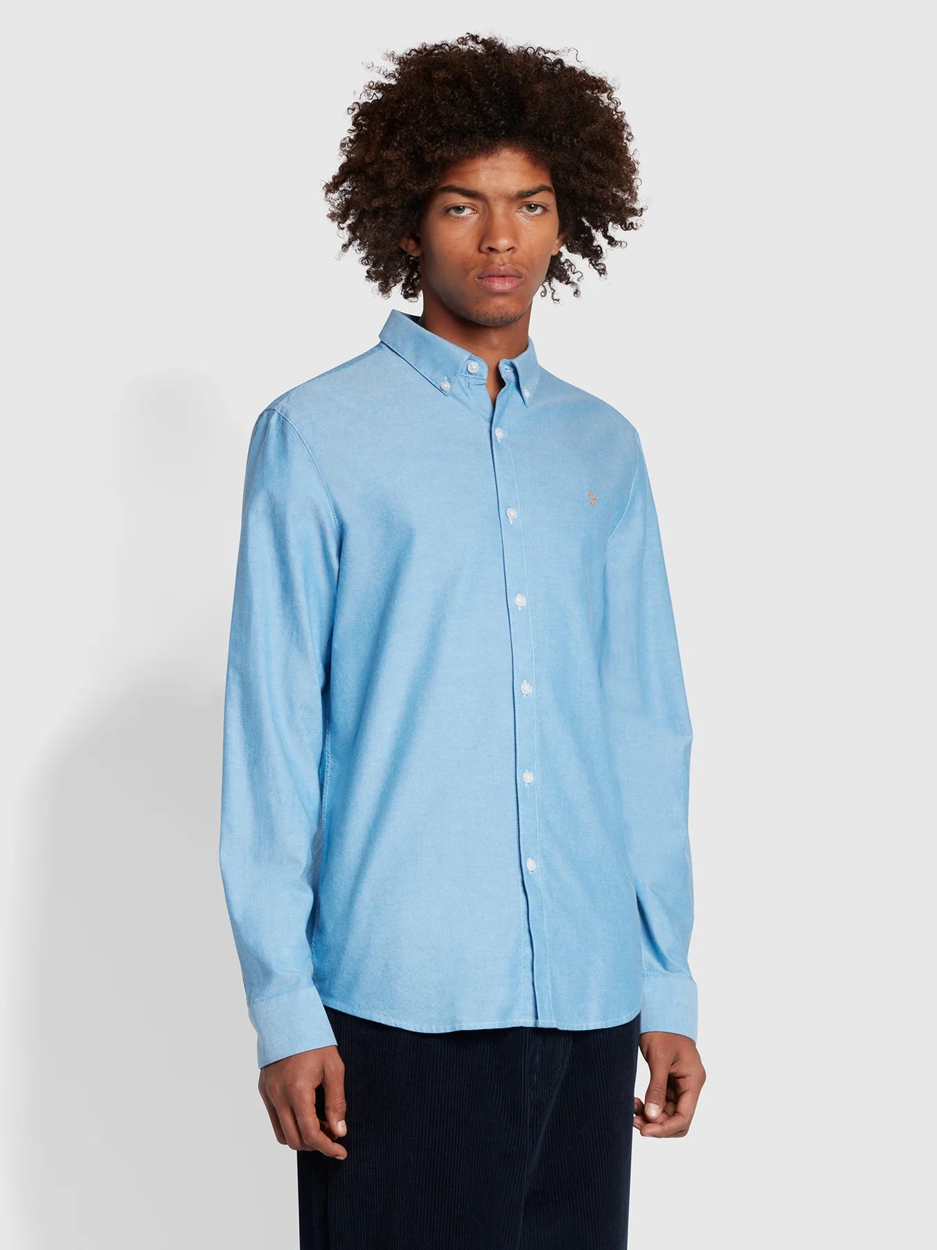 FARAH Brewer Shirt Mid Blue