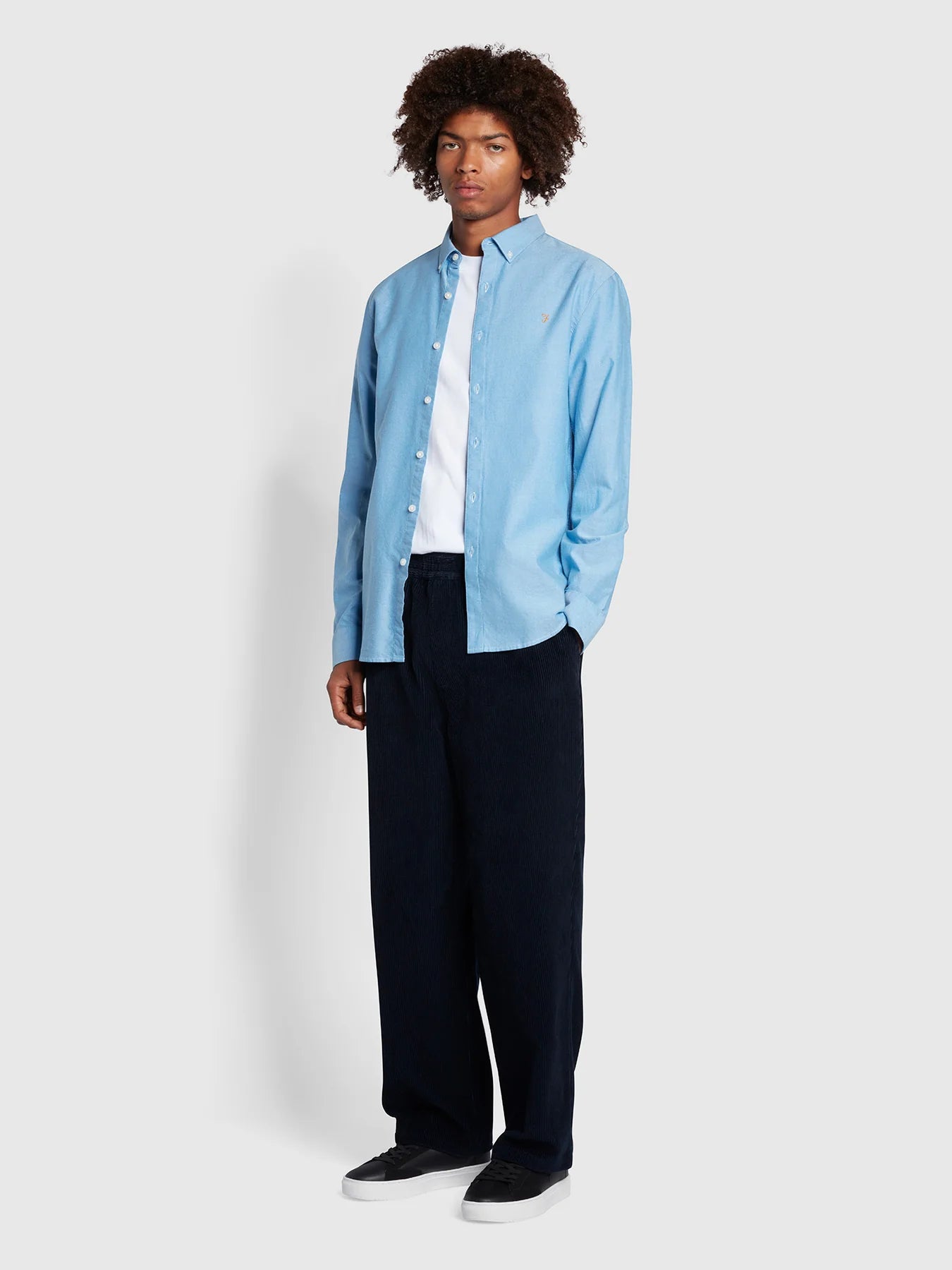 FARAH Brewer Shirt Mid Blue