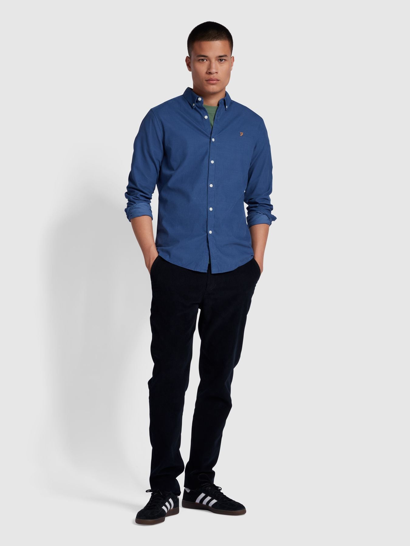 Farah Fontella Cord Shirt Steel Blue