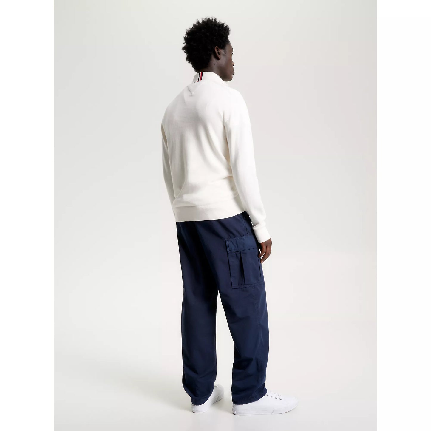Tommy Hilfiger Cotton Cashmere Zip Neck Jumper Ancient White