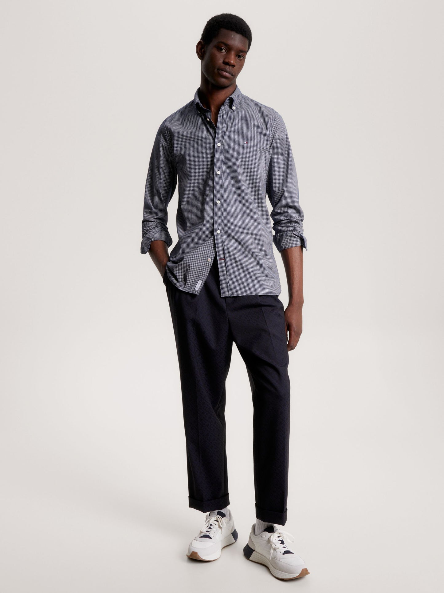 Tommy Hilfiger Natural Soft Flex Print Shirt Carbon Navy