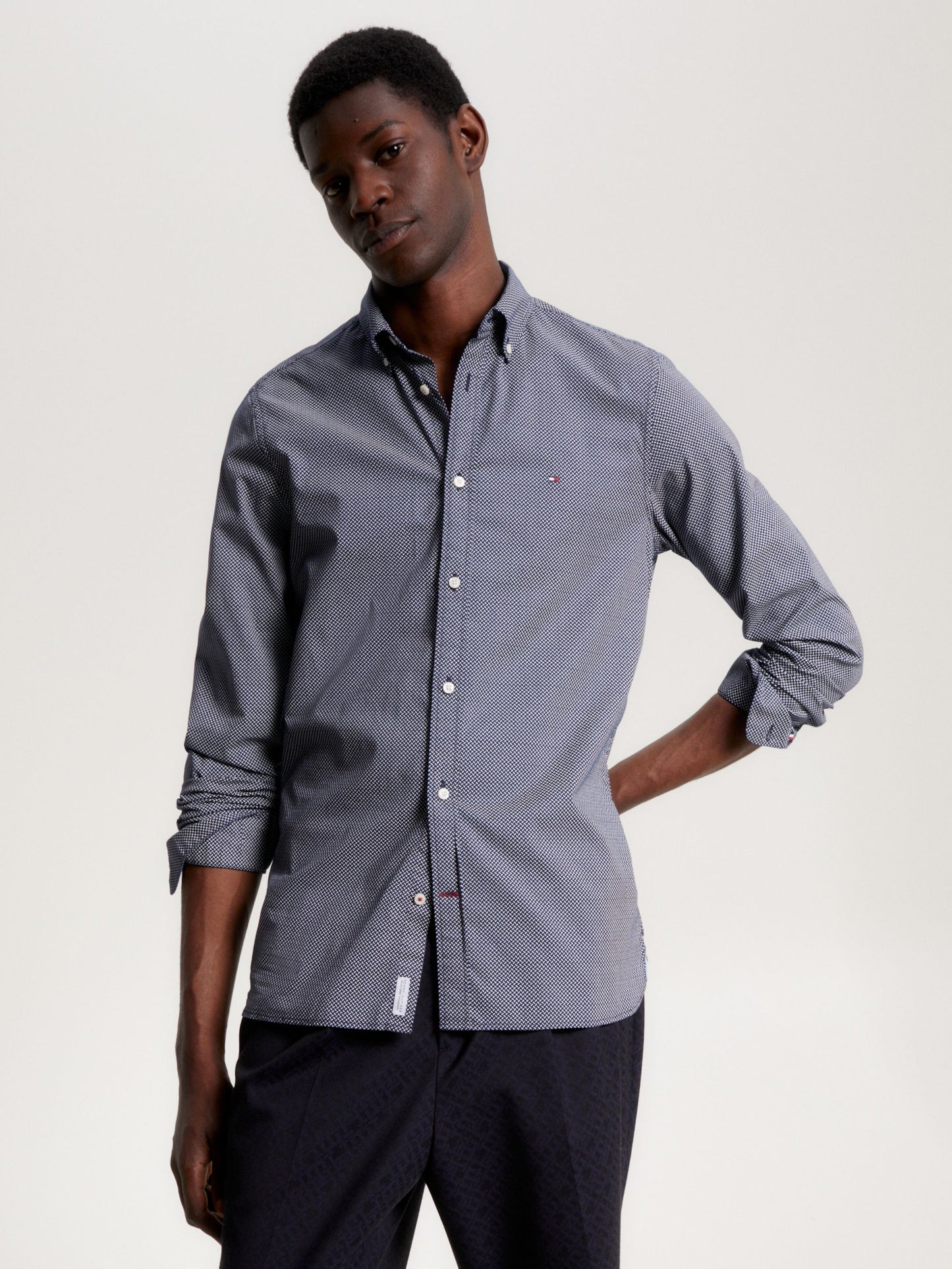 Tommy Hilfiger Natural Soft Flex Print Shirt Carbon Navy