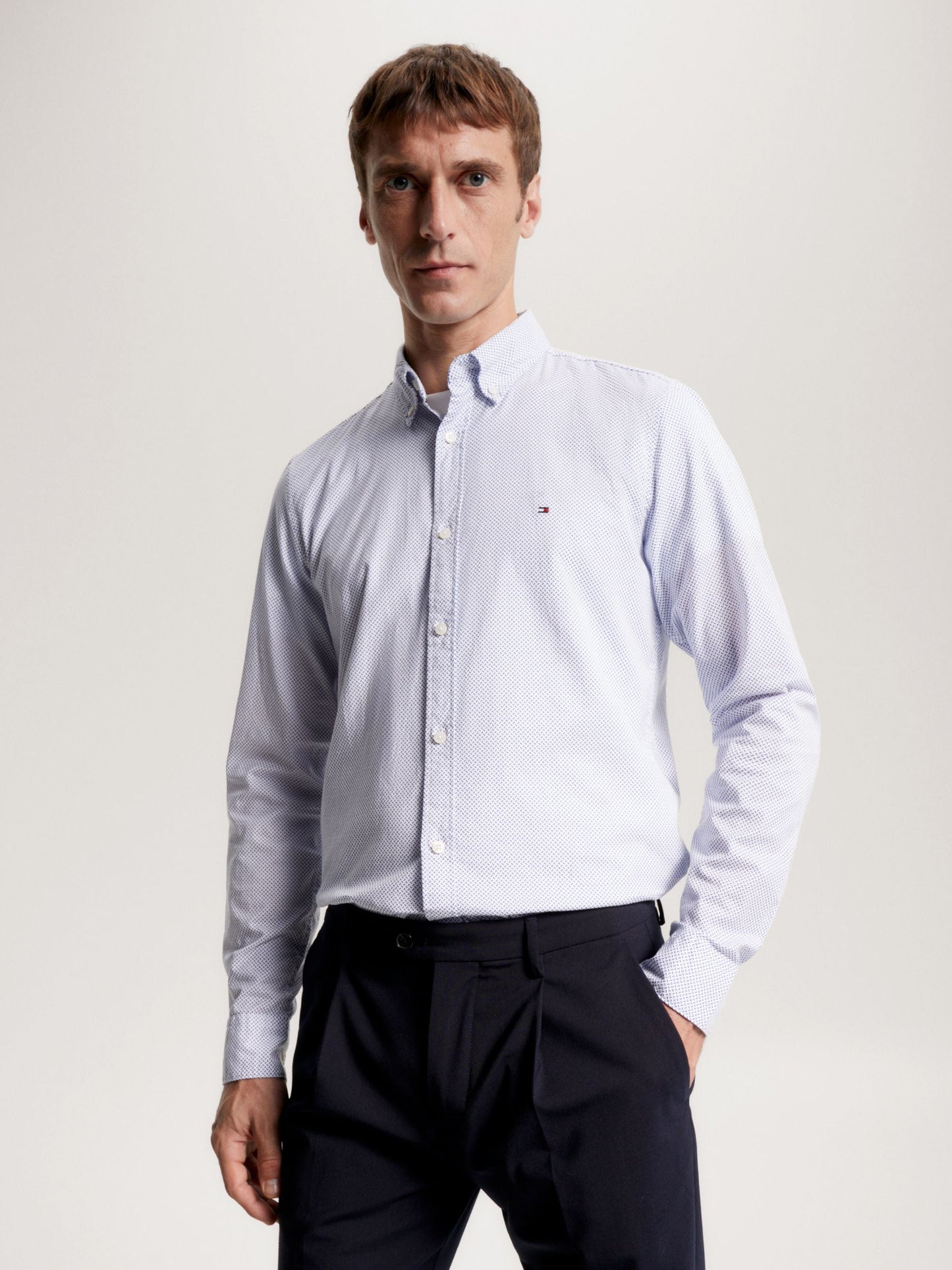 Tommy Hilfiger Natural Soft Flex Print Shirt White