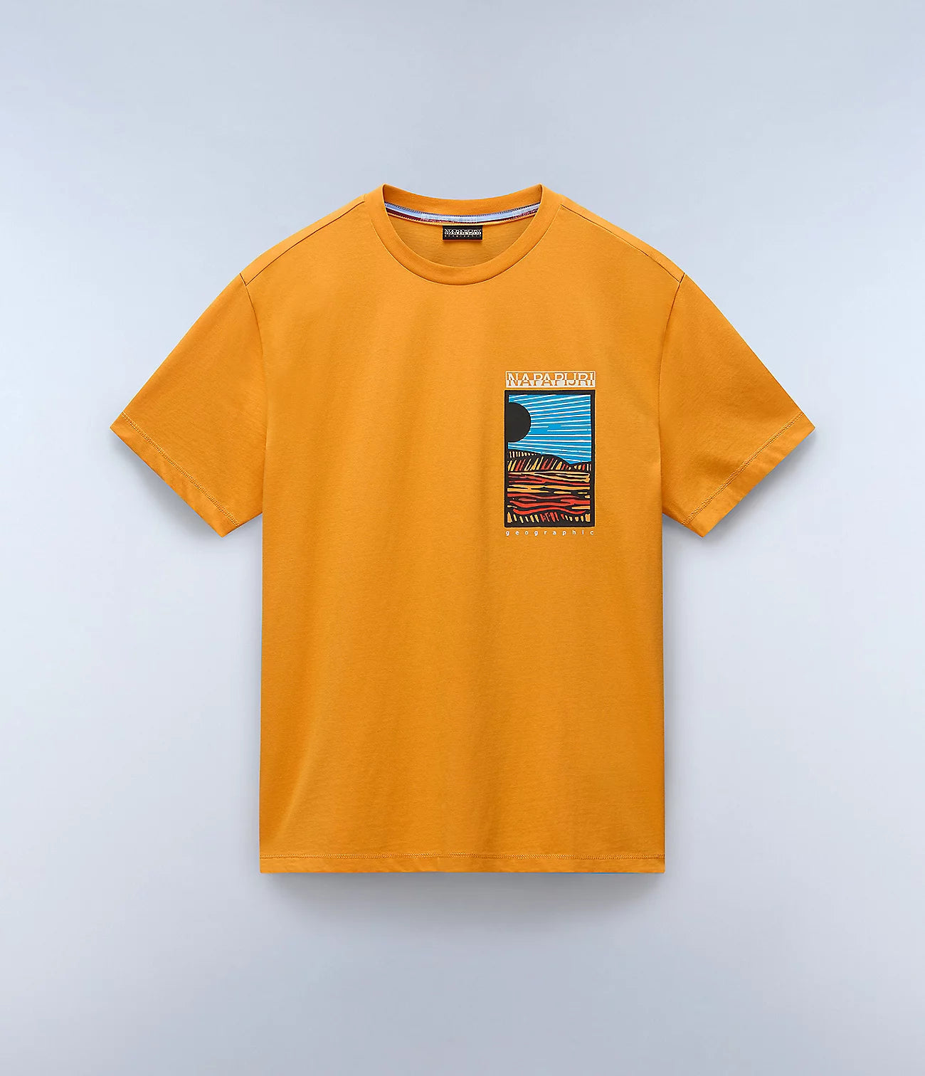 Napapijri Valdor Small Print T-Shirt, front, apricot - Matt O'Brien Fashions