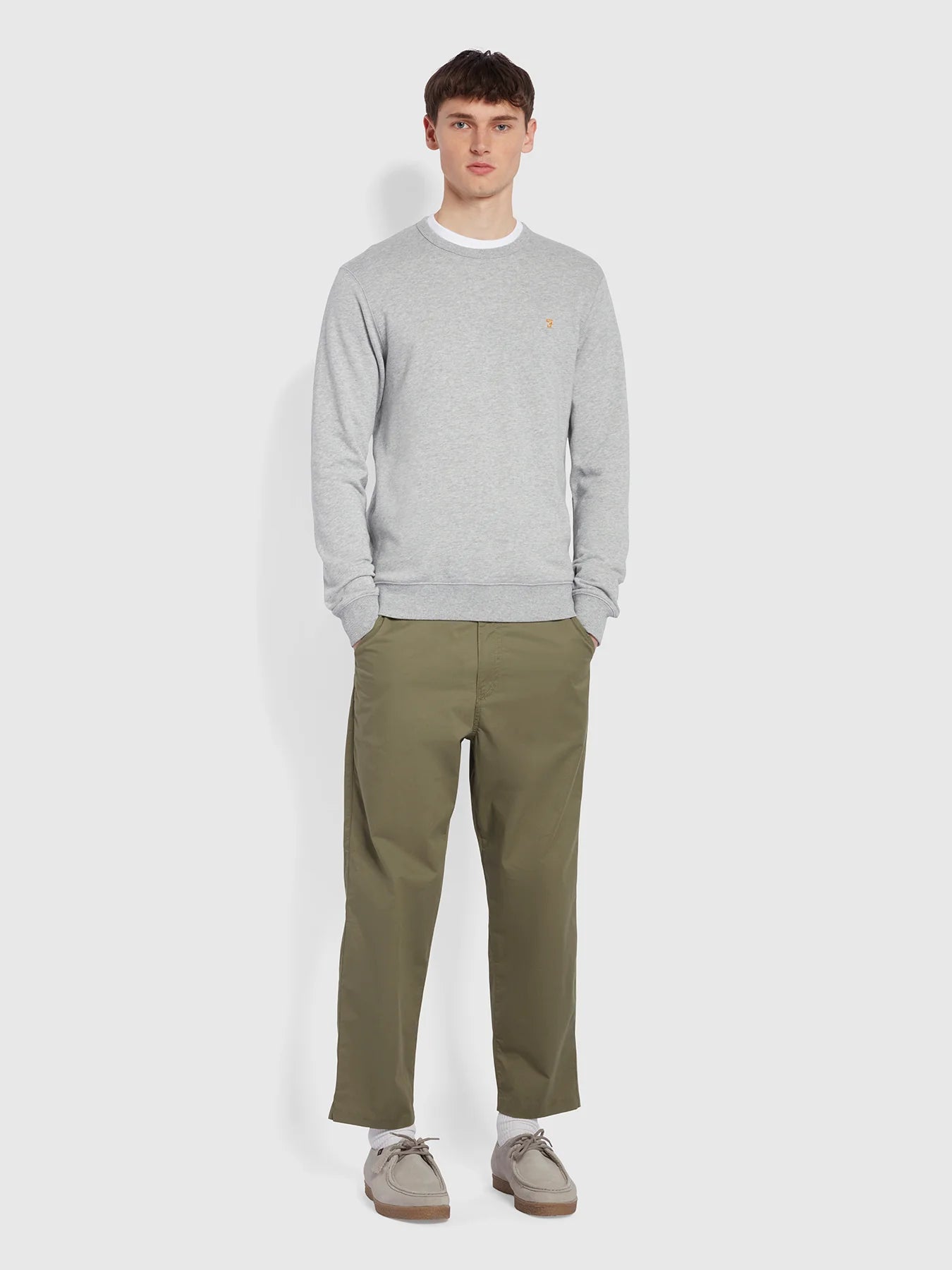 FARAH Tim New Crew Sweatshirt Light Grey