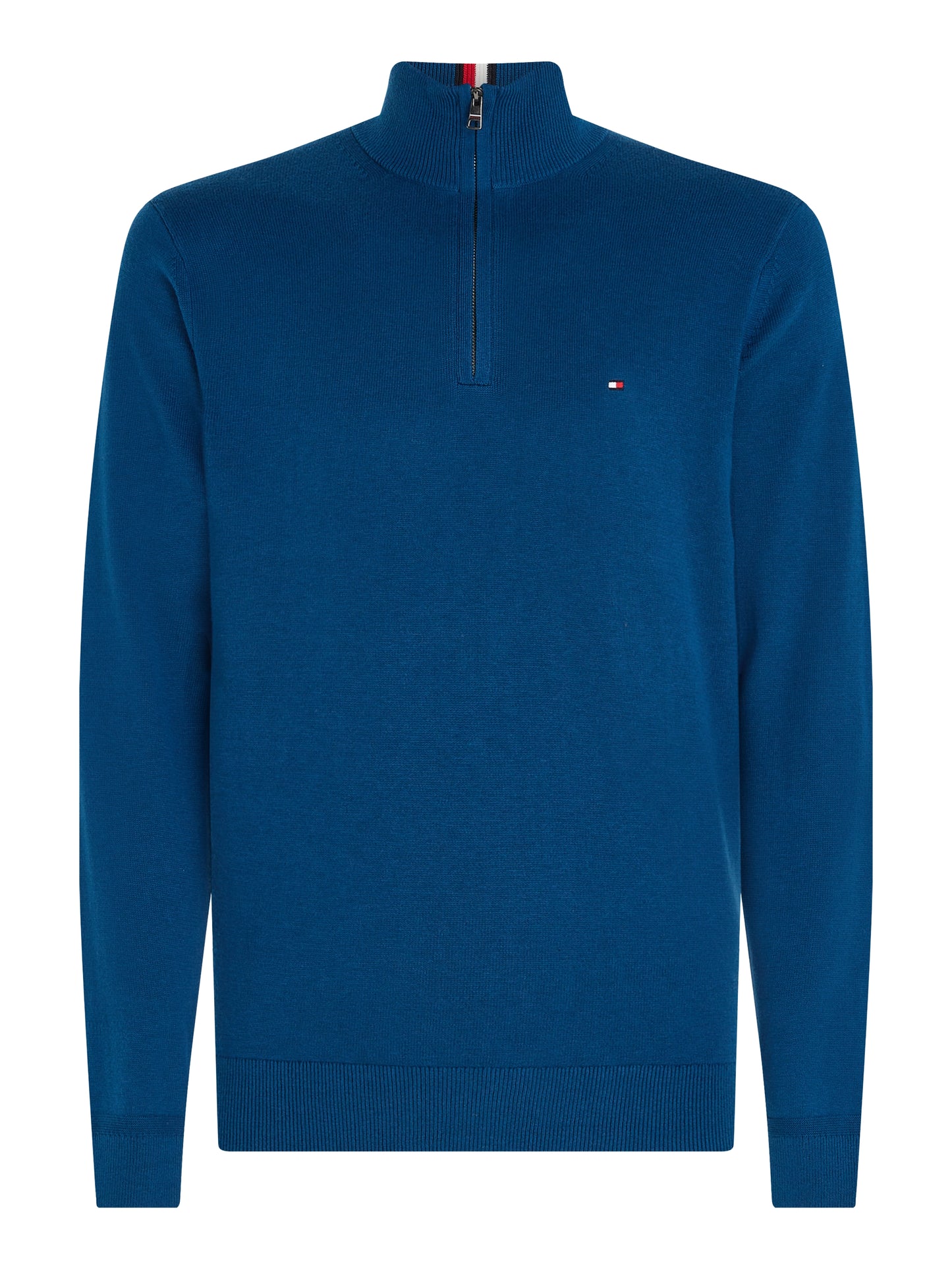 Tommy Hilfiger Cotton Cashmere Zip Neck Jumper Deep Indigo