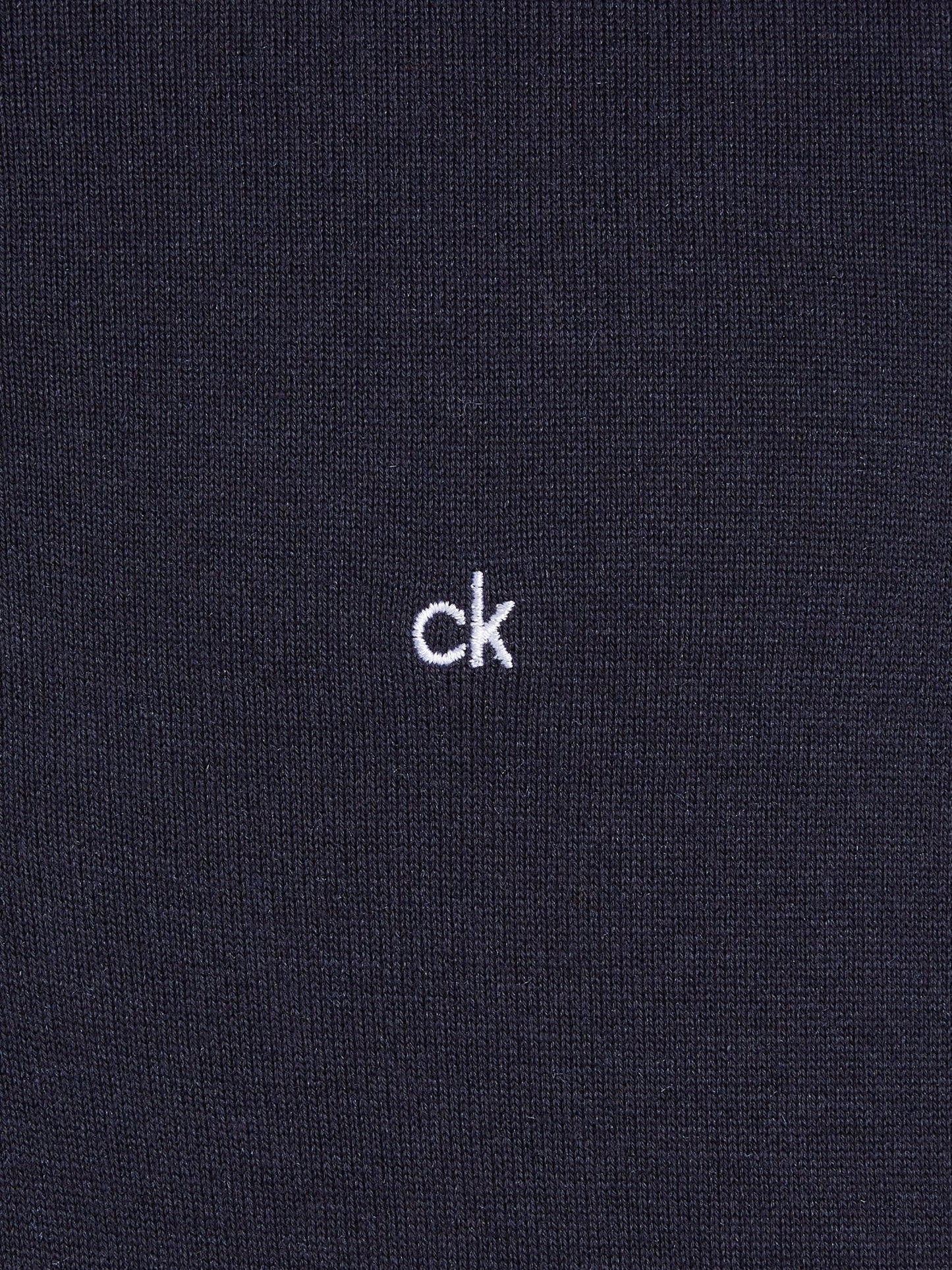 Calvin Klein Cotton Silk Quarter Zip Jumper, CK logo embroidered on fabric, Midnight Sky - Matt O'Brien Fashions