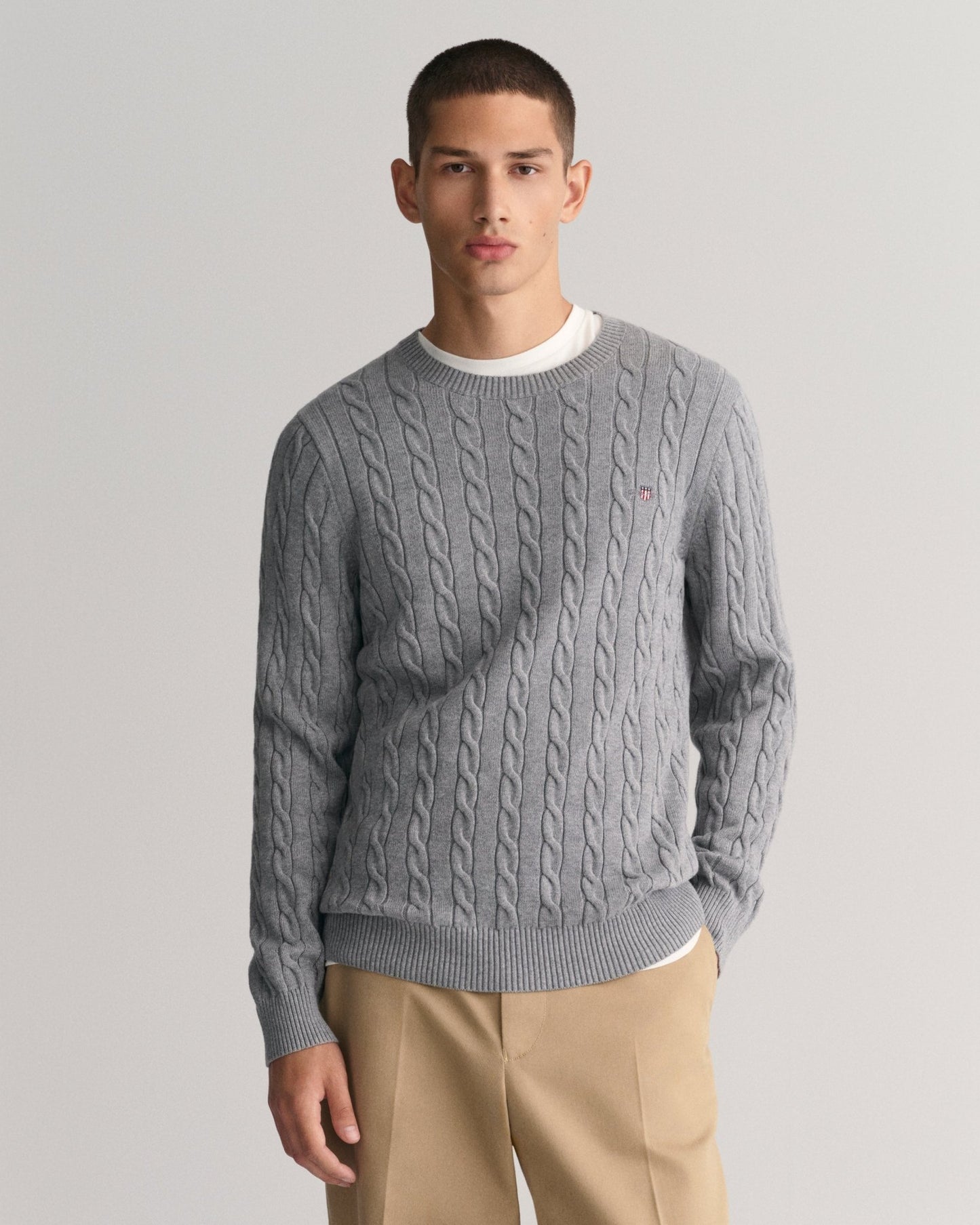 GANT Cotton Cable Crew Neck - Matt O'Brien Fashions