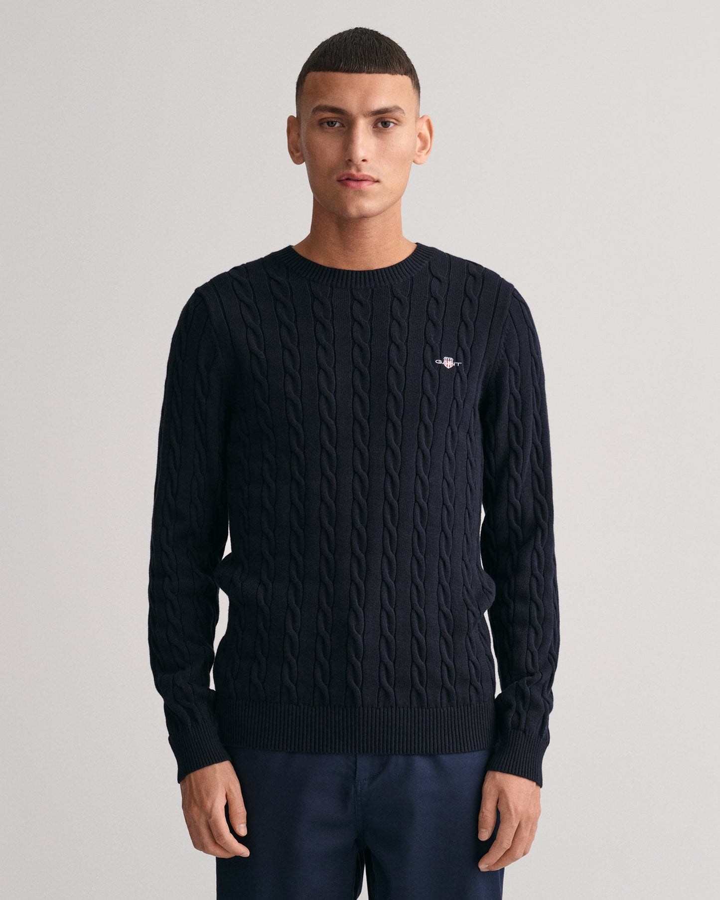 GANT Cotton Cable Crew Neck - Matt O'Brien Fashions