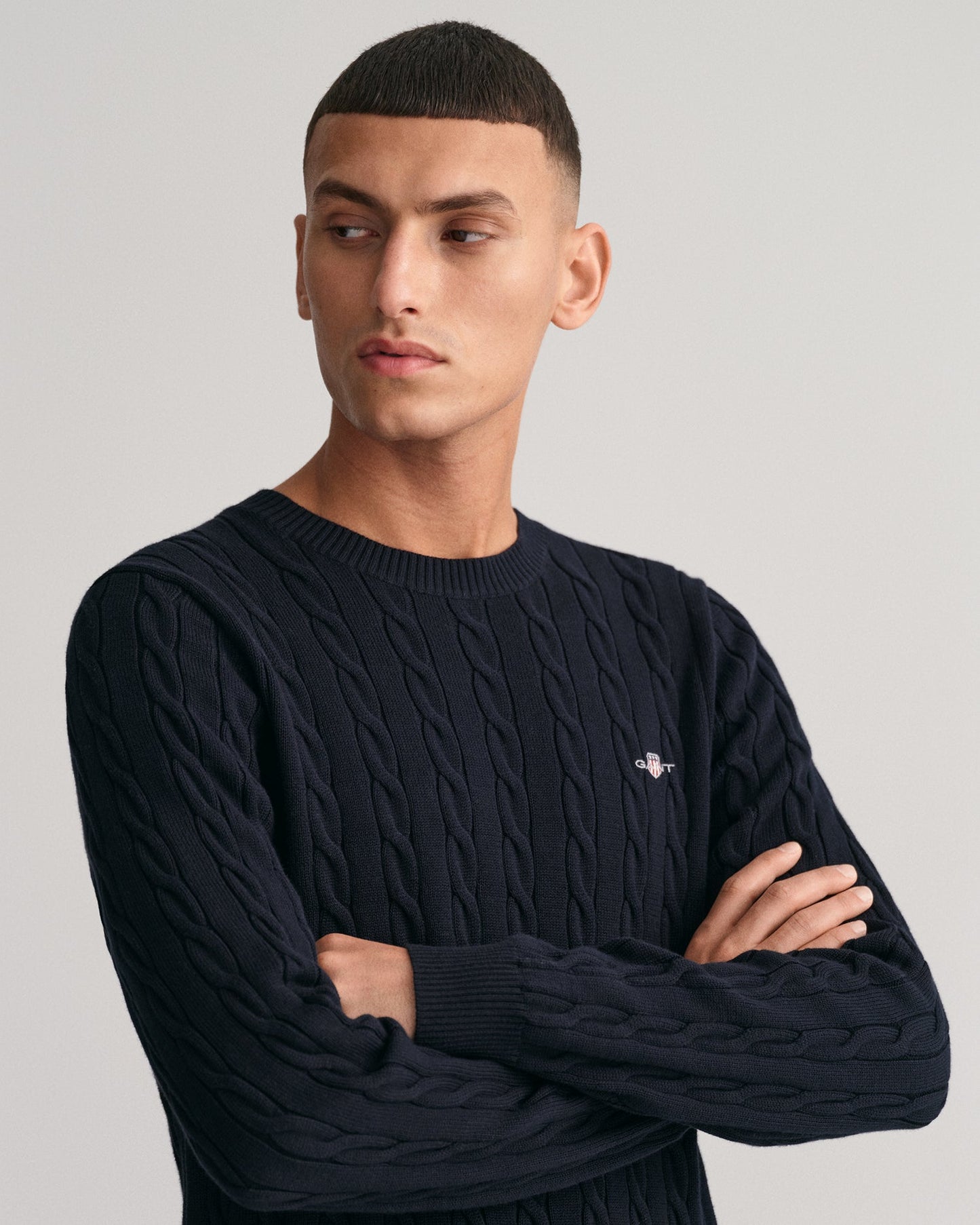 GANT Cotton Cable Crew Neck - Matt O'Brien Fashions
