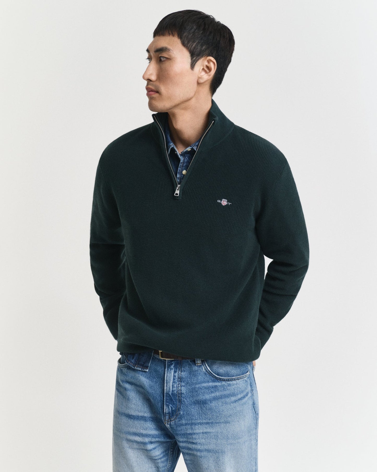 GANT Cotton Merino Ribbed Half Zip - Matt O'Brien Fashions