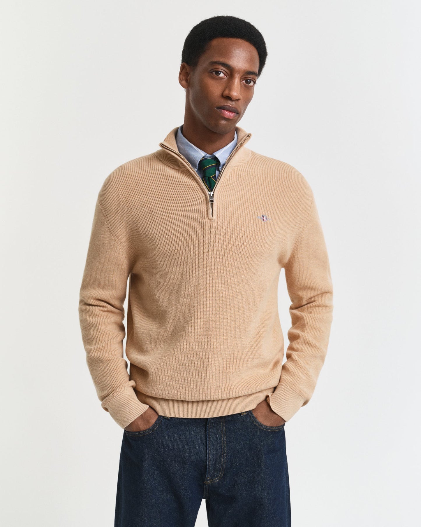 GANT Cotton Merino Ribbed Half Zip - Matt O'Brien Fashions