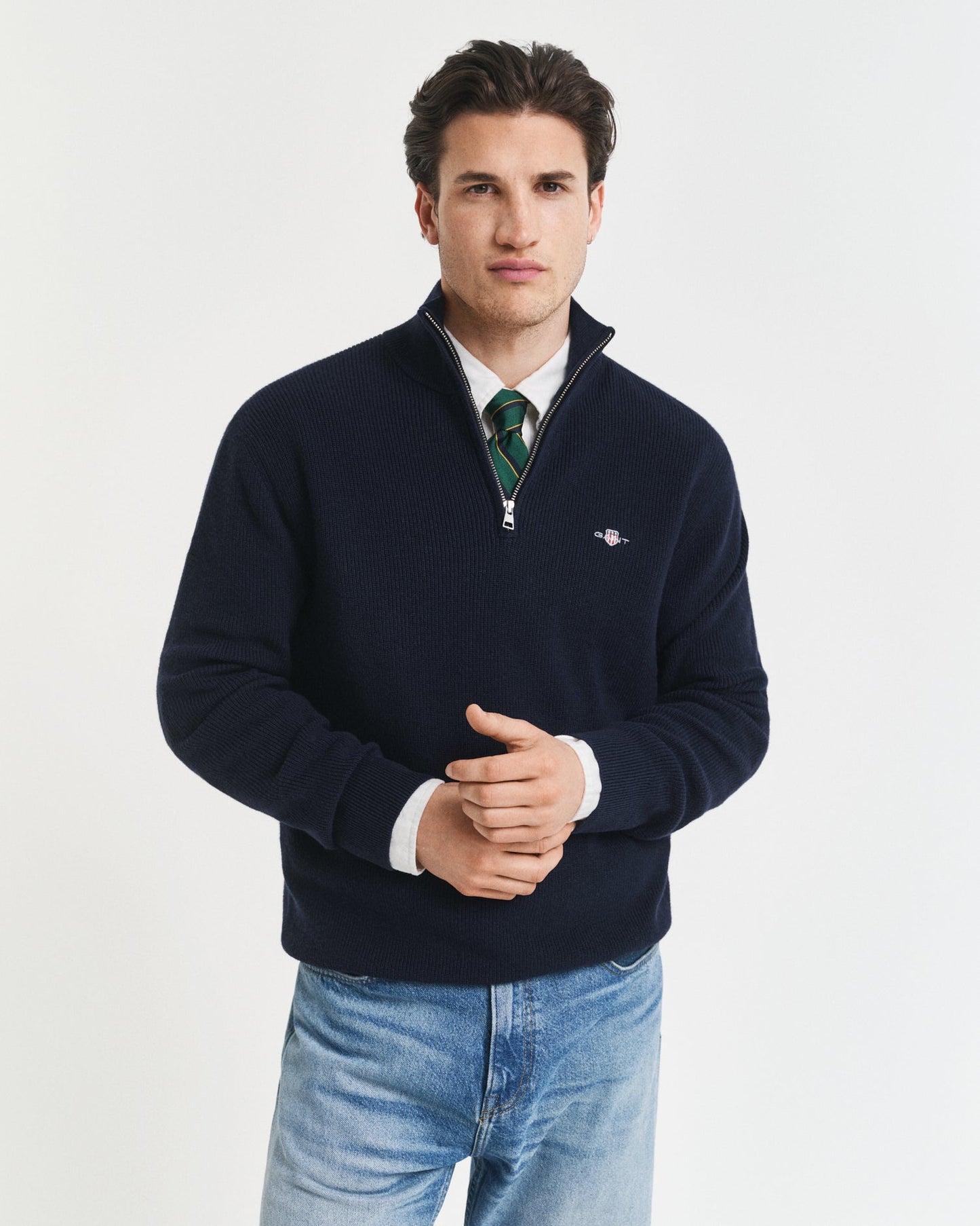 GANT Cotton Merino Ribbed Half Zip - Matt O'Brien Fashions
