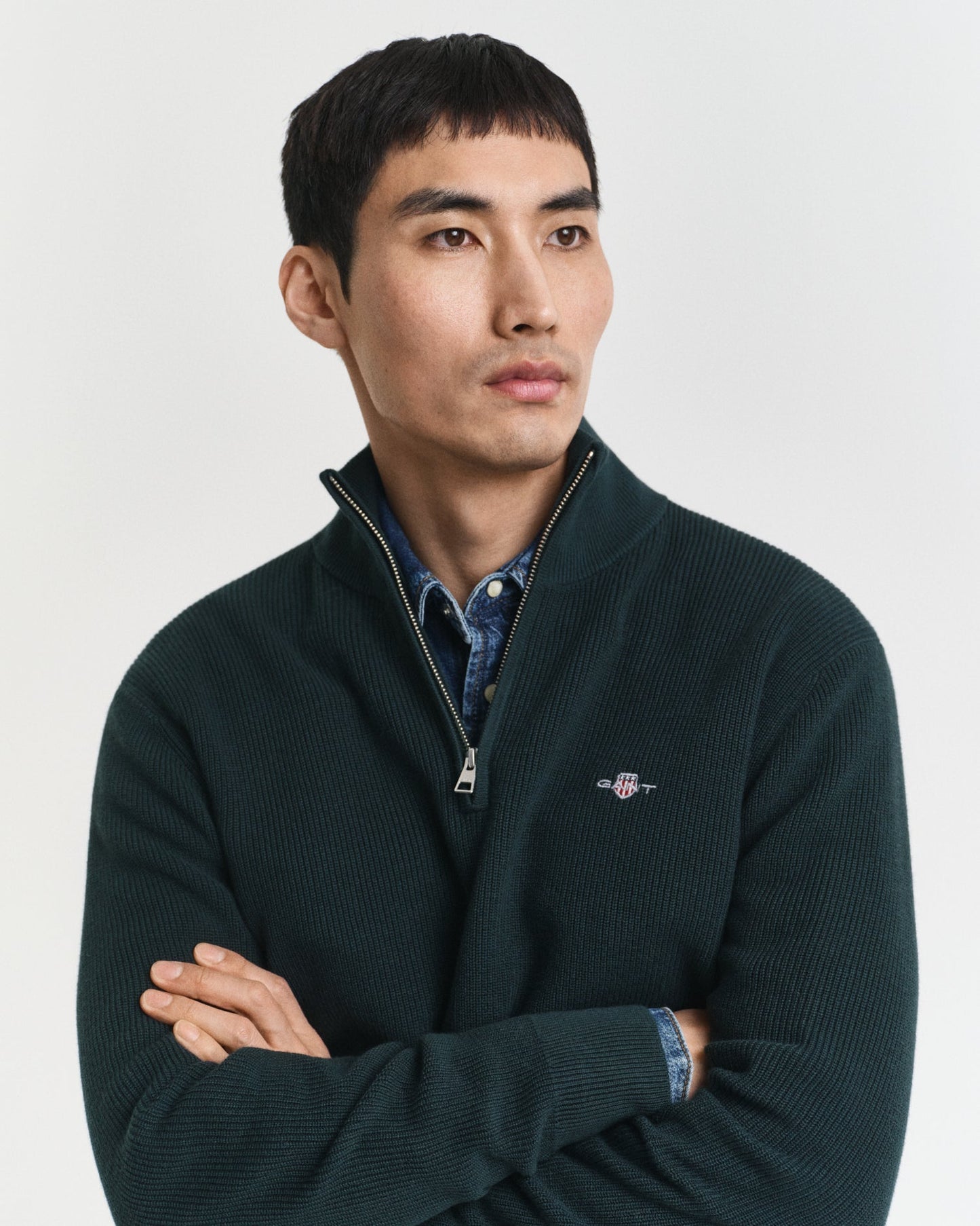 GANT Cotton Merino Ribbed Half Zip - Matt O'Brien Fashions