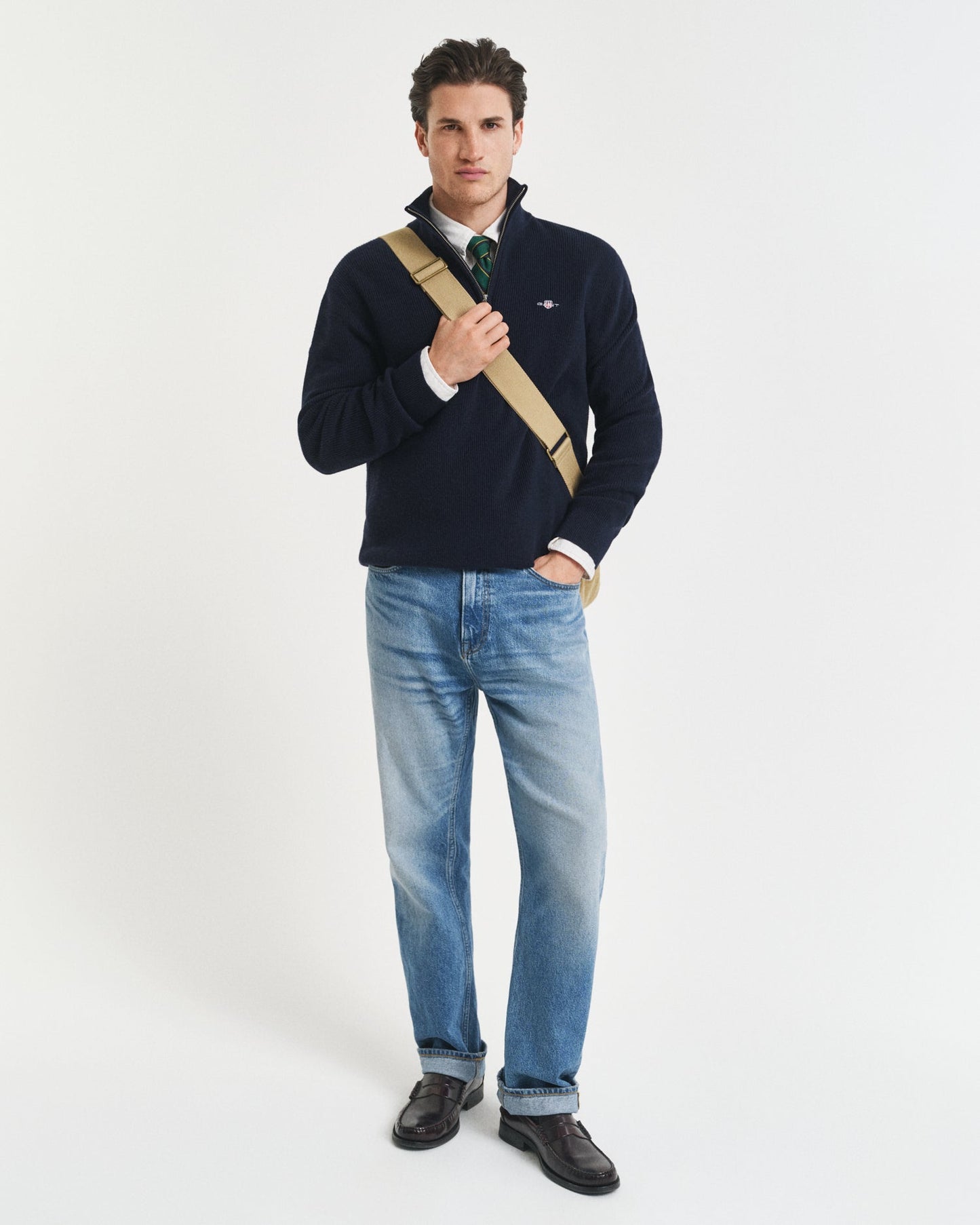 GANT Cotton Merino Ribbed Half Zip - Matt O'Brien Fashions