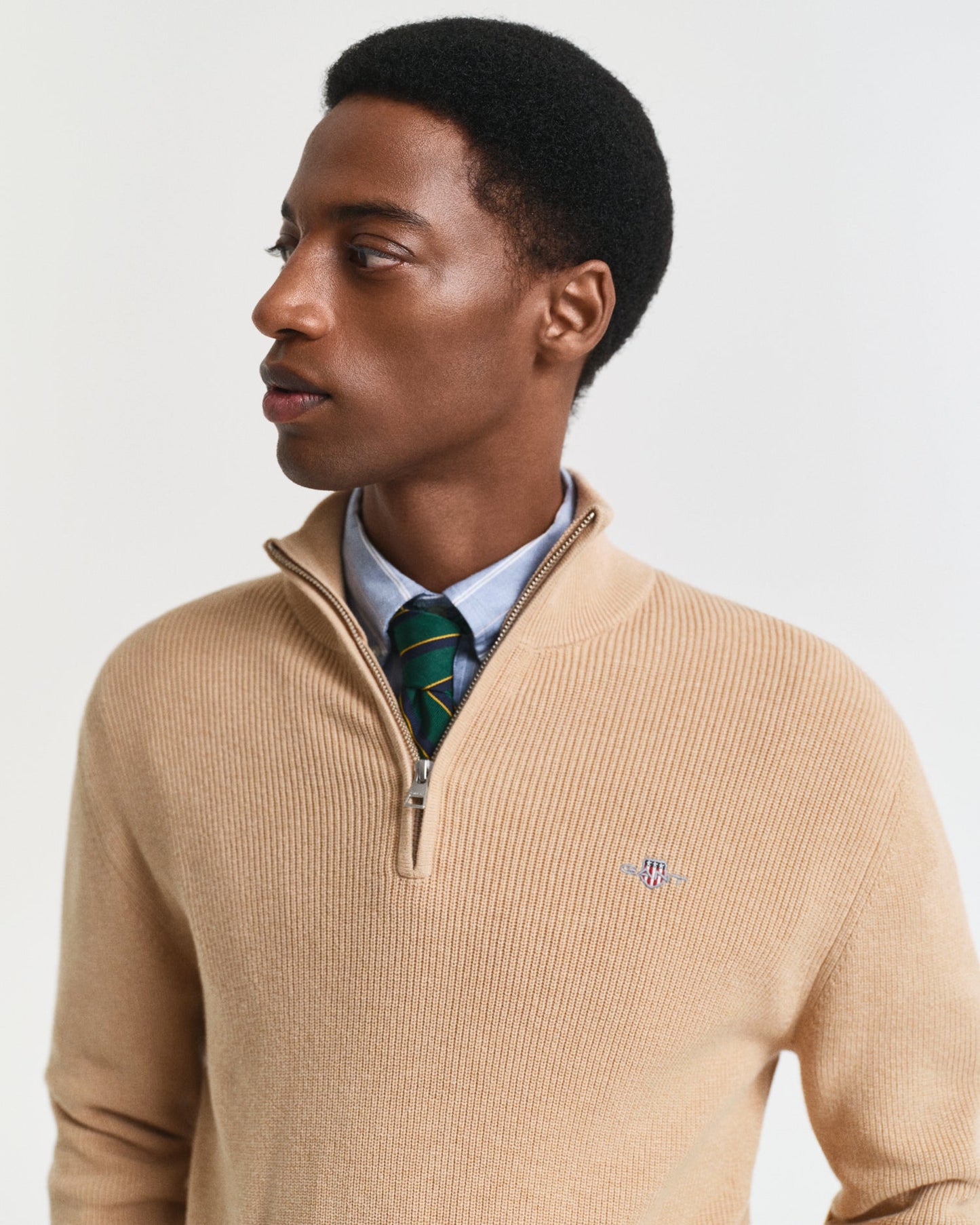GANT Cotton Merino Ribbed Half Zip - Matt O'Brien Fashions