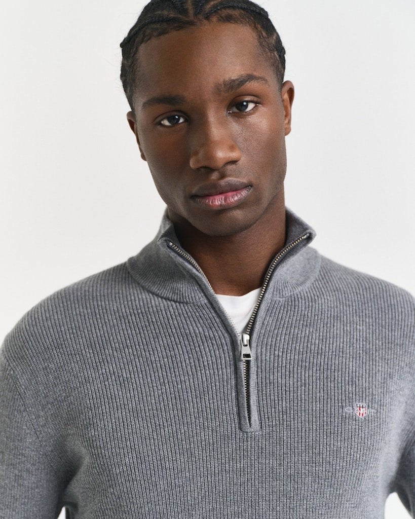 GANT Cotton Merino Ribbed Half Zip - Matt O'Brien Fashions
