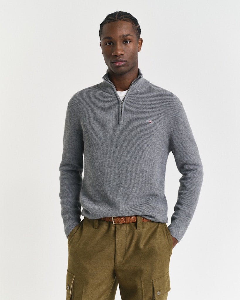 GANT Cotton Merino Ribbed Half Zip - Matt O'Brien Fashions