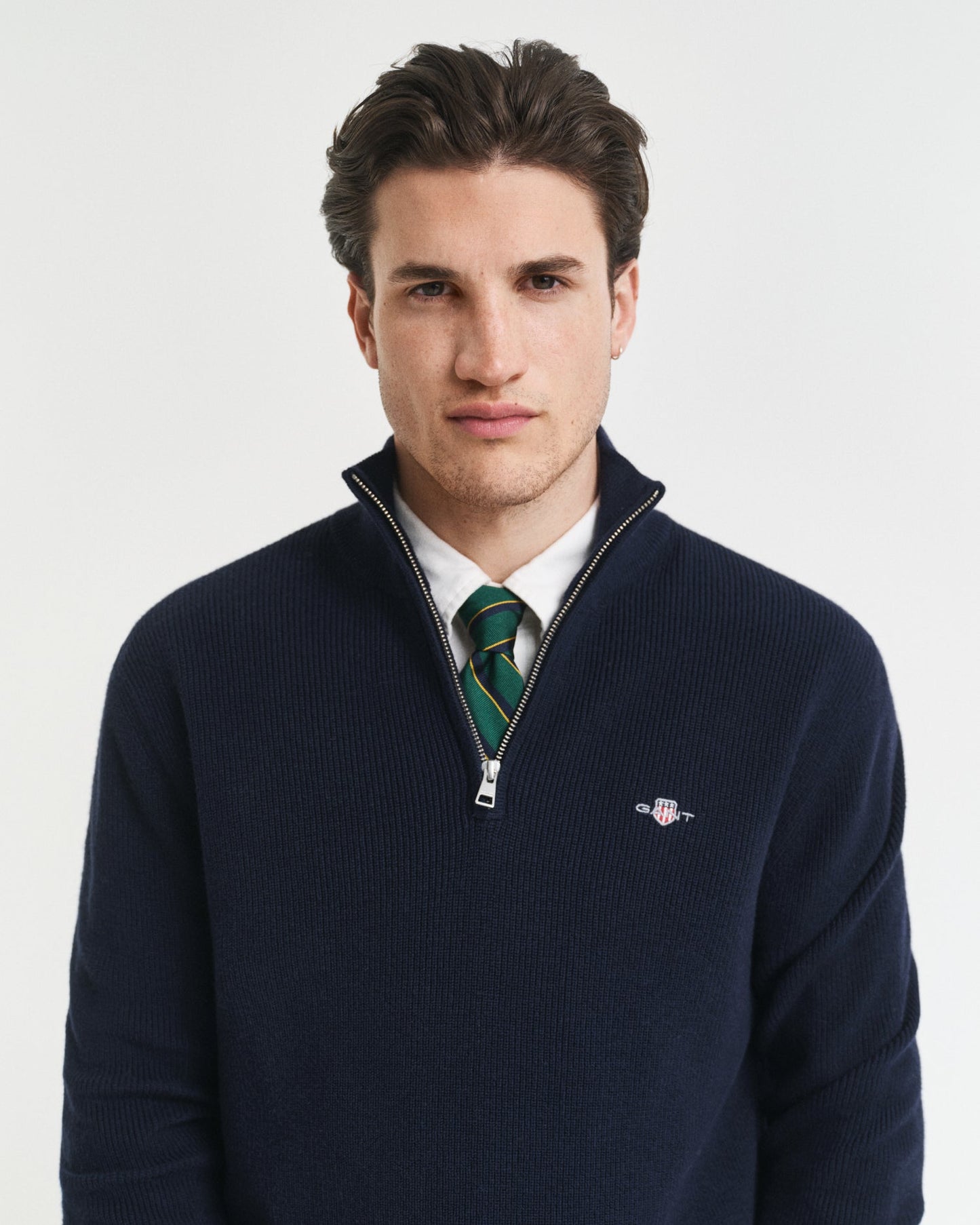GANT Cotton Merino Ribbed Half Zip - Matt O'Brien Fashions
