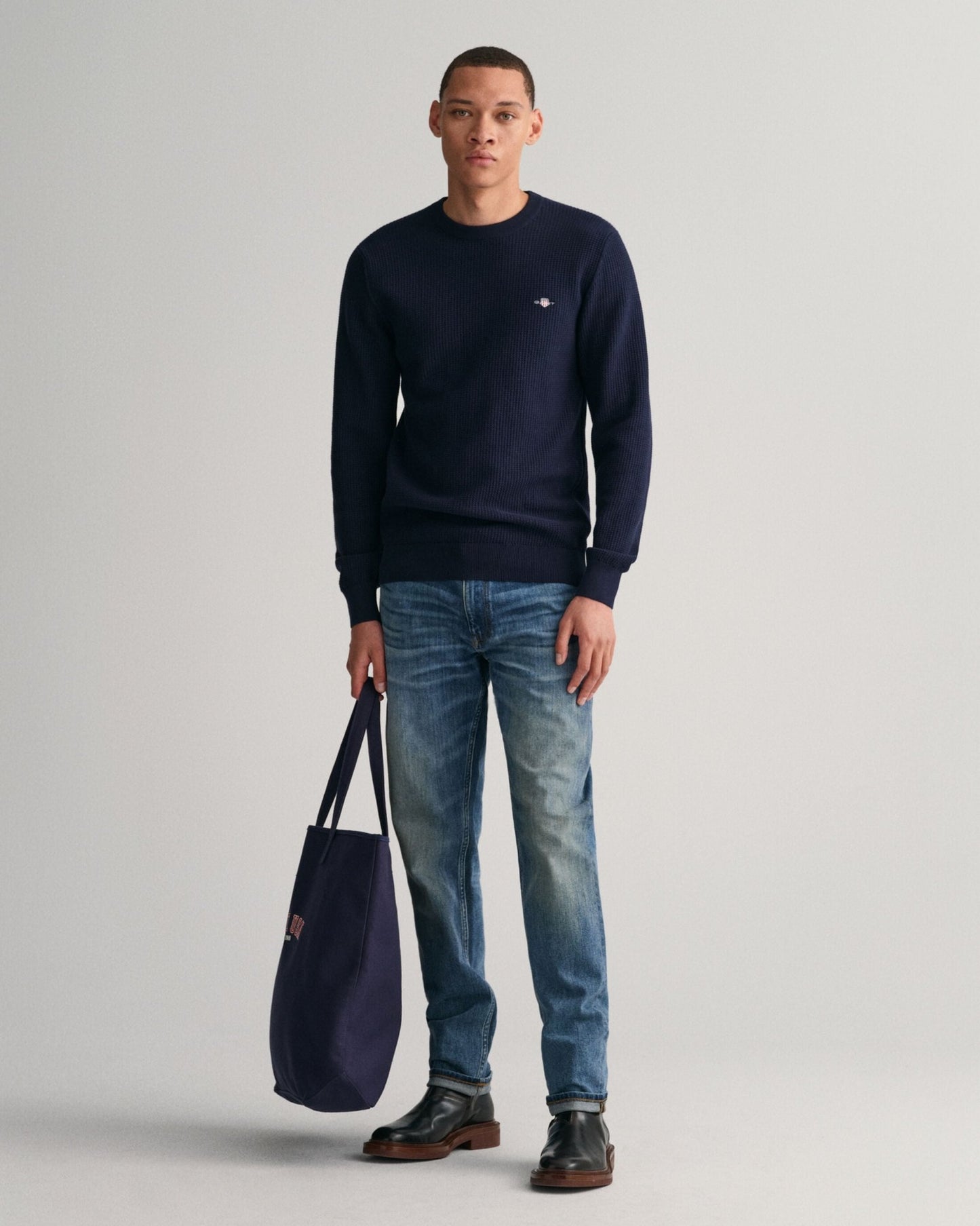 GANT Micro Cotton Texture Crew - Matt O'Brien Fashions