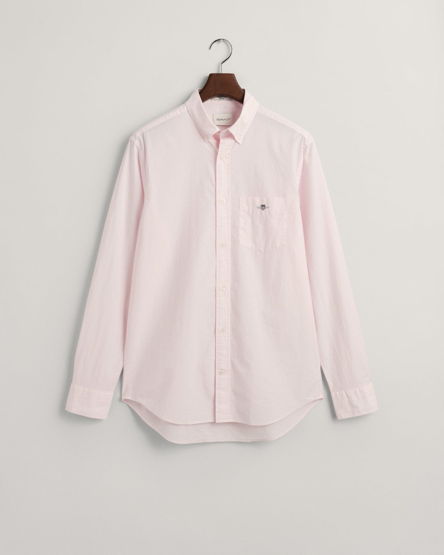 GANT Regular Poplin Shirt on hanger, front, pink - Matt O'Brien Fashions