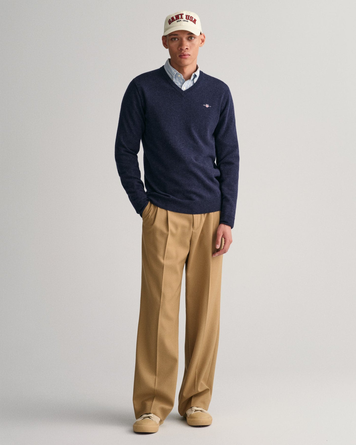 GANT Superfine Lambs Wool V-Neck Jumper - Matt O'Brien Fashions