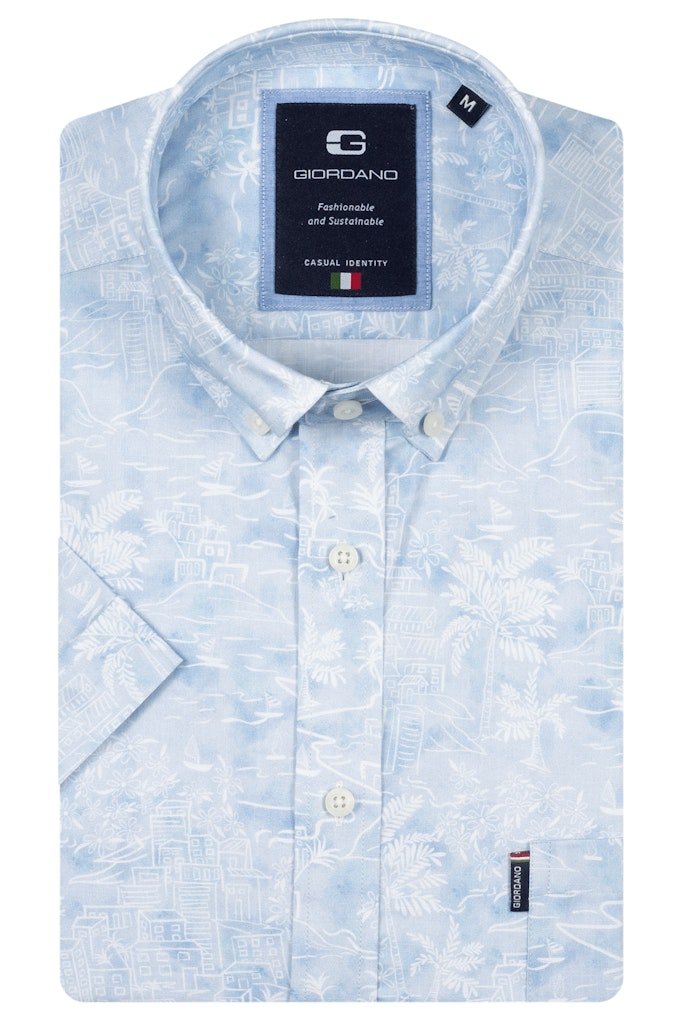 Giordano Alfa Palm Print Short Sleeve Shirt - Matt O'Brien Fashions