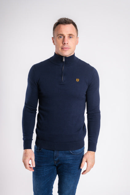 XV Kings Petersham Quarter Zip Jumper Classic Navy