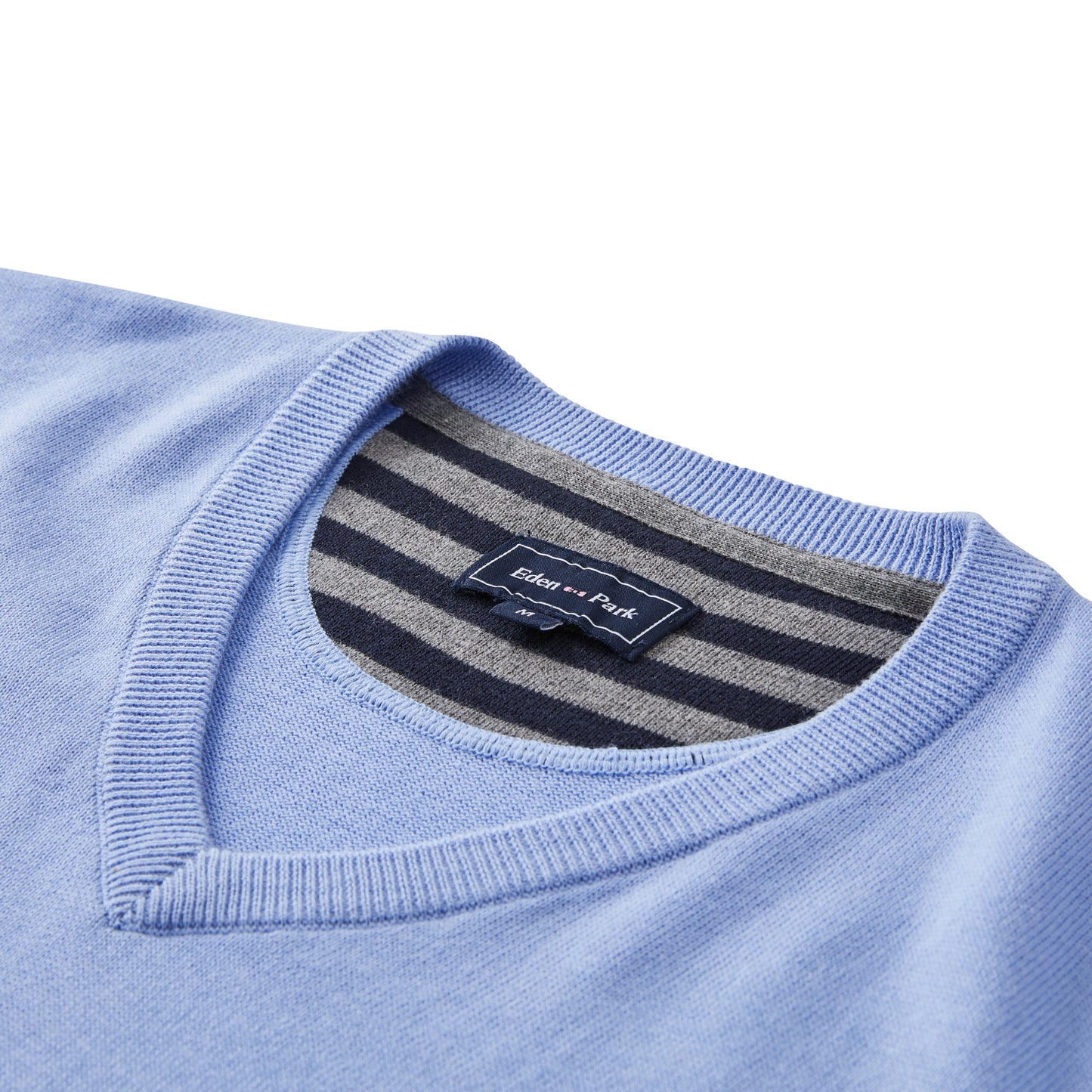 Eden Park Cotton V Neck Jumper Light Blue