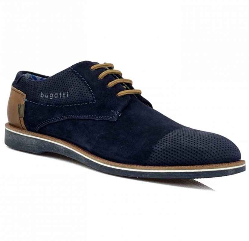 Bugatti Suede Lace Casual Shoes Dark Blue
