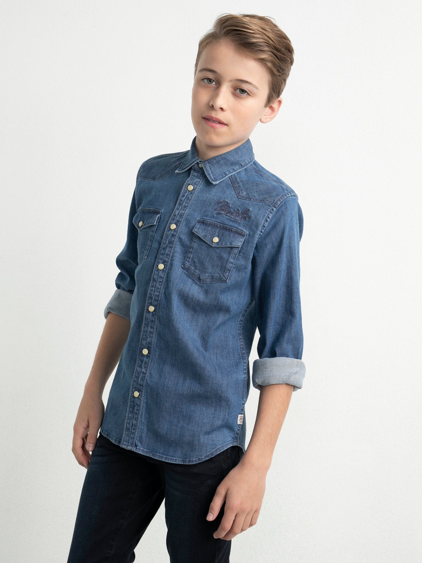 Petrol Industries Boys Denim Shirt Light Indigo