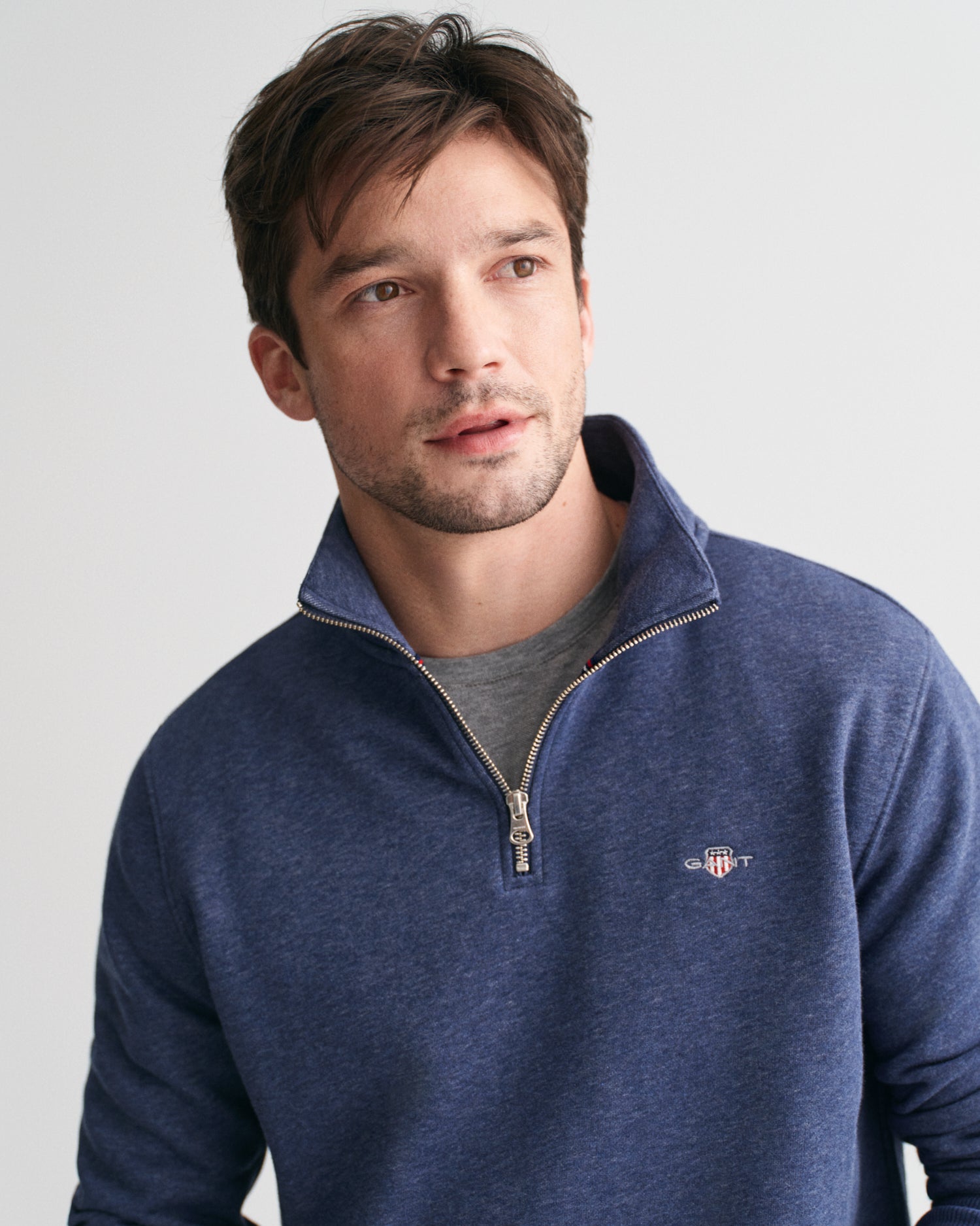 Gant Regular Shield Half Zip Sweatshirt Jeans Blue