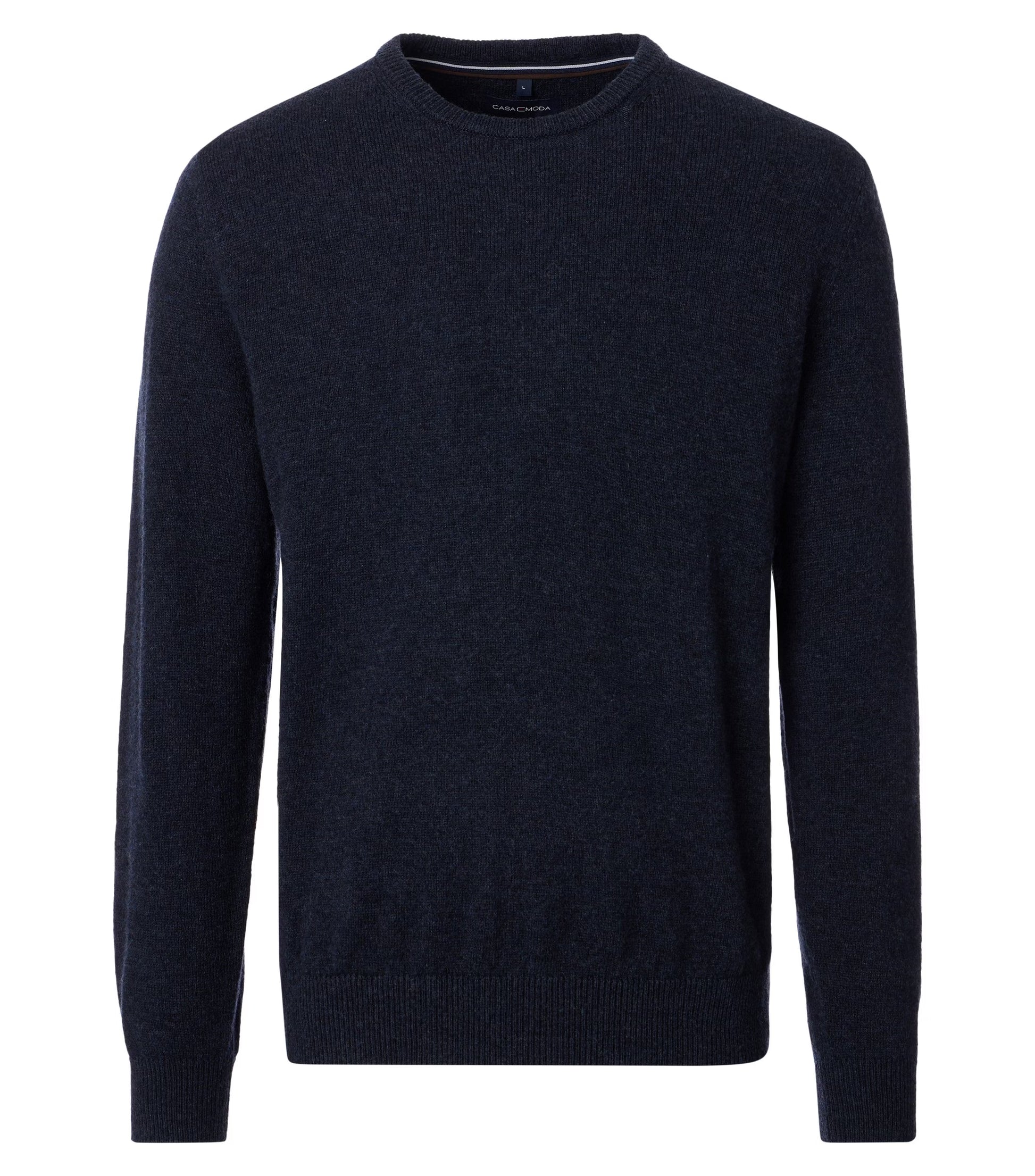 Navy blue sweater on a white background