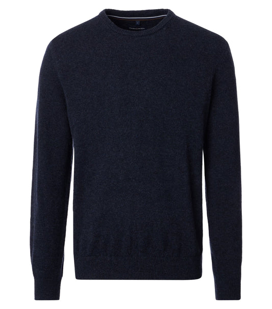 Navy blue sweater on a white background