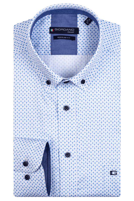 Giordano Ivy Geometric Print Shirt Blue