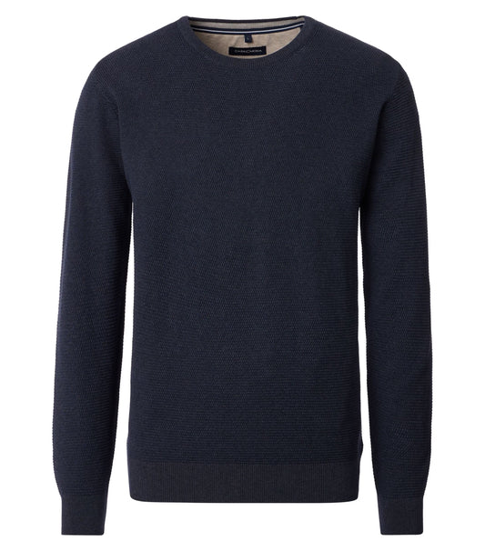 Navy blue sweater on a white background