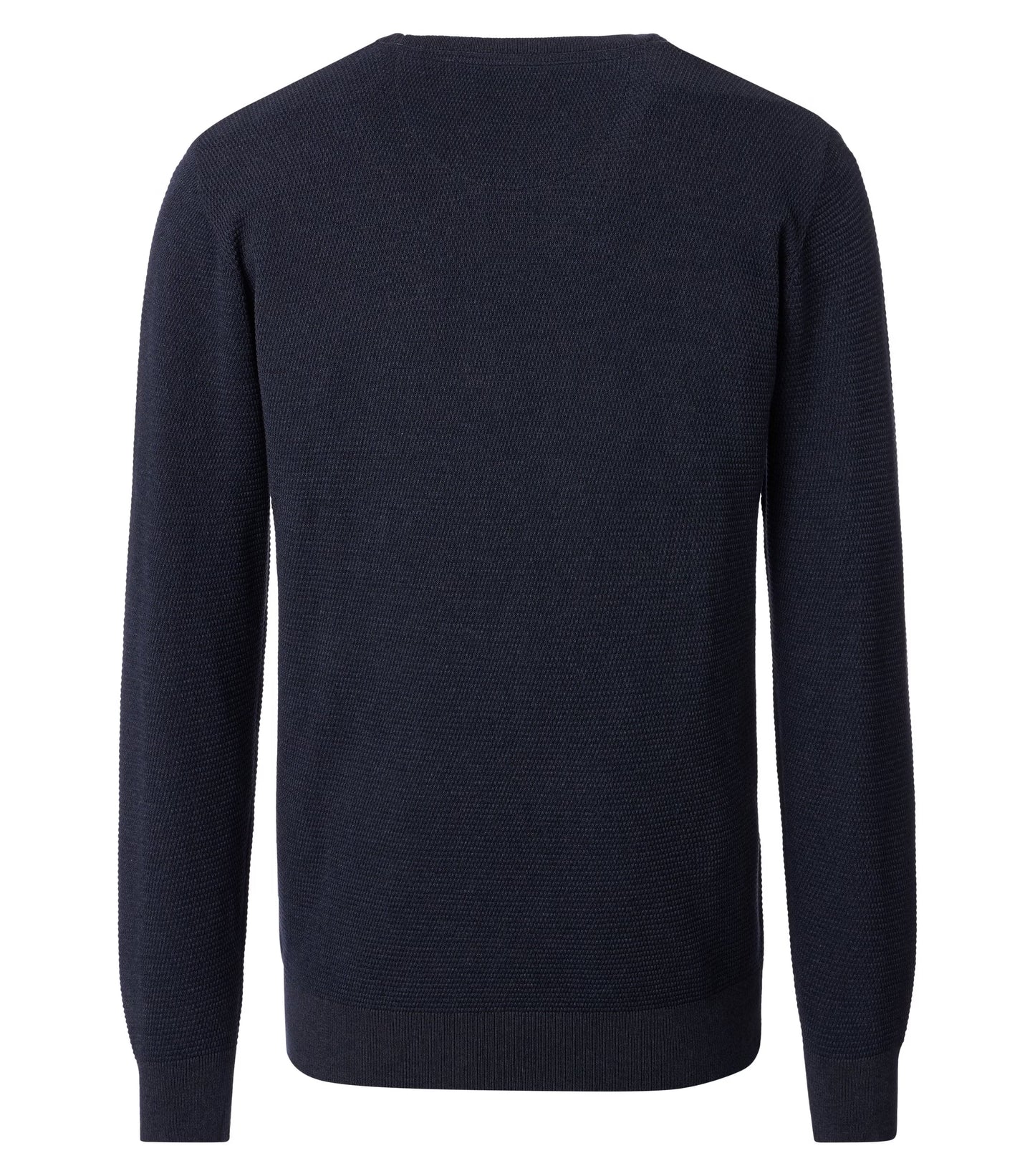 Navy blue sweater on a white background