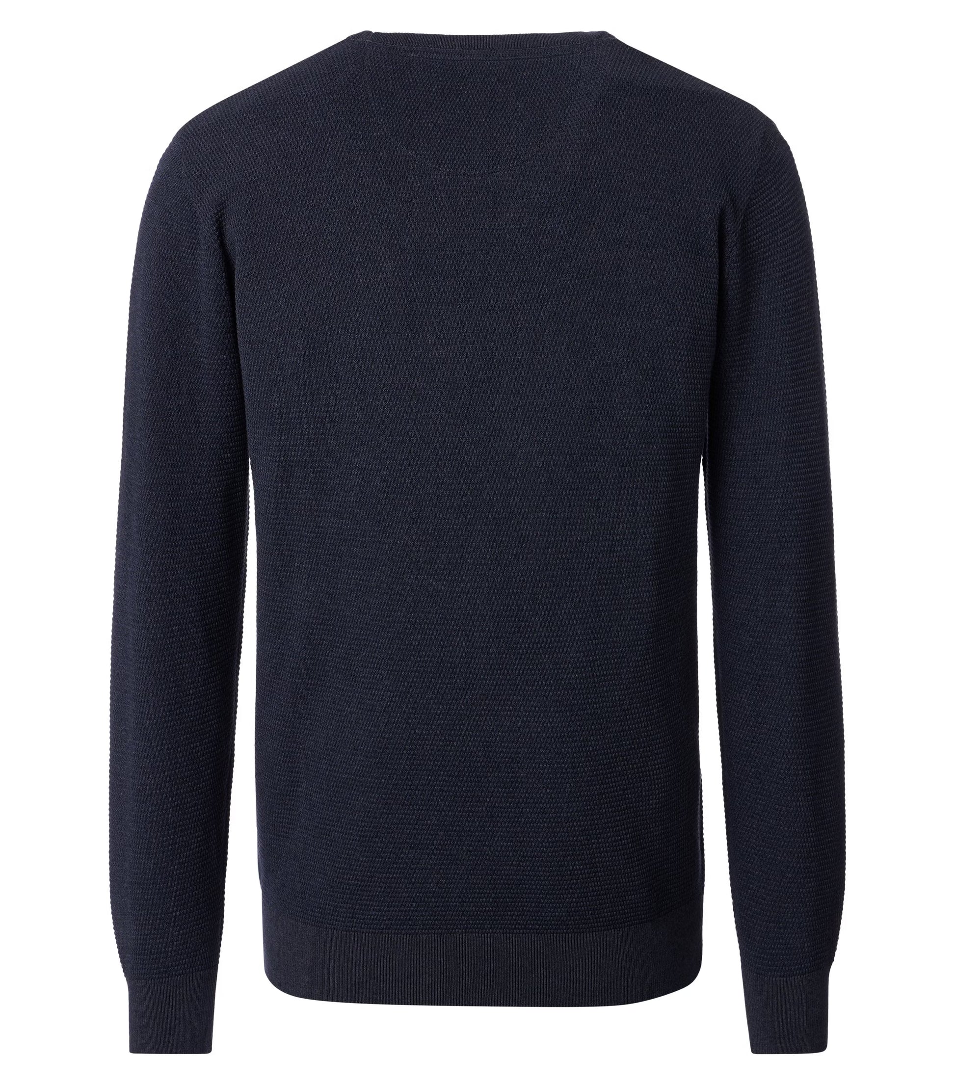 Navy blue sweater on a white background