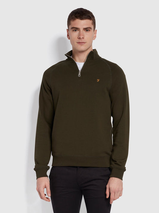 FARAH Jim Quarter Zip Sweatshirt Evergreen