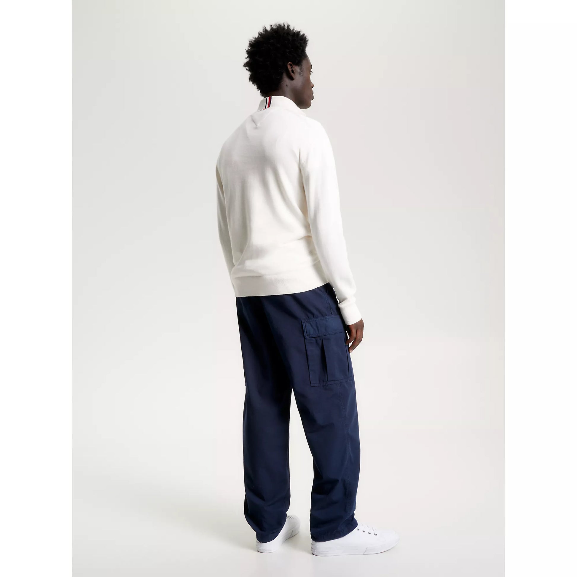 Tommy Hilfiger Cotton Cashmere Zip Neck Jumper Ancient White