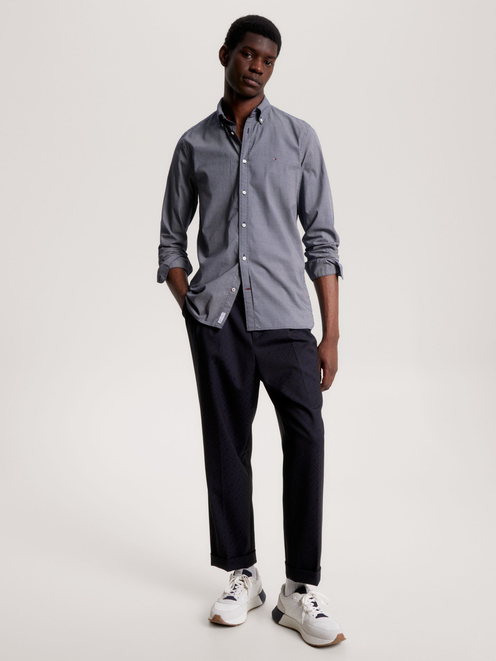 Tommy Hilfiger Natural Soft Flex Print Shirt Carbon Navy