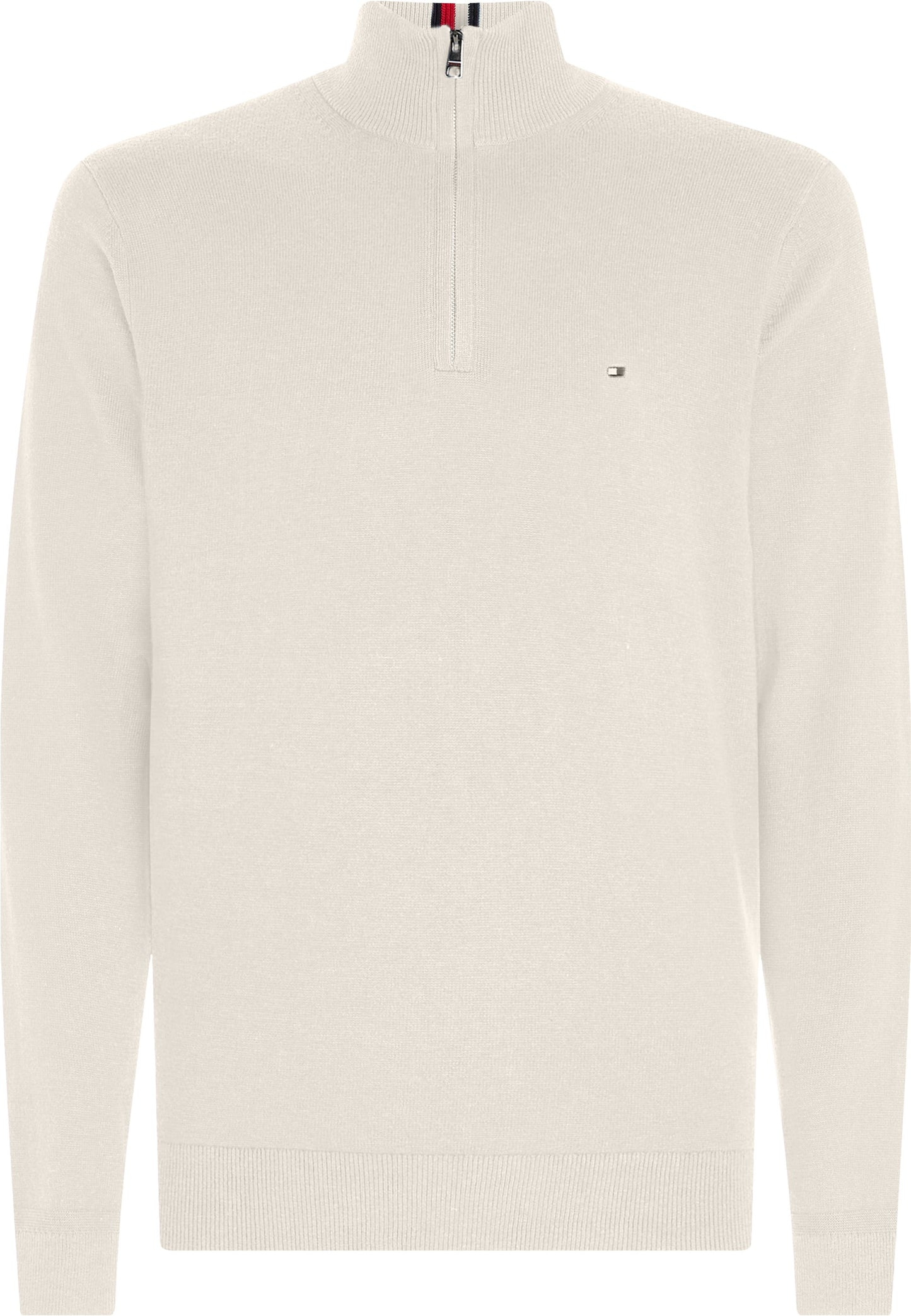 Tommy Hilfiger Cotton Cashmere Zip Neck Jumper Ancient White