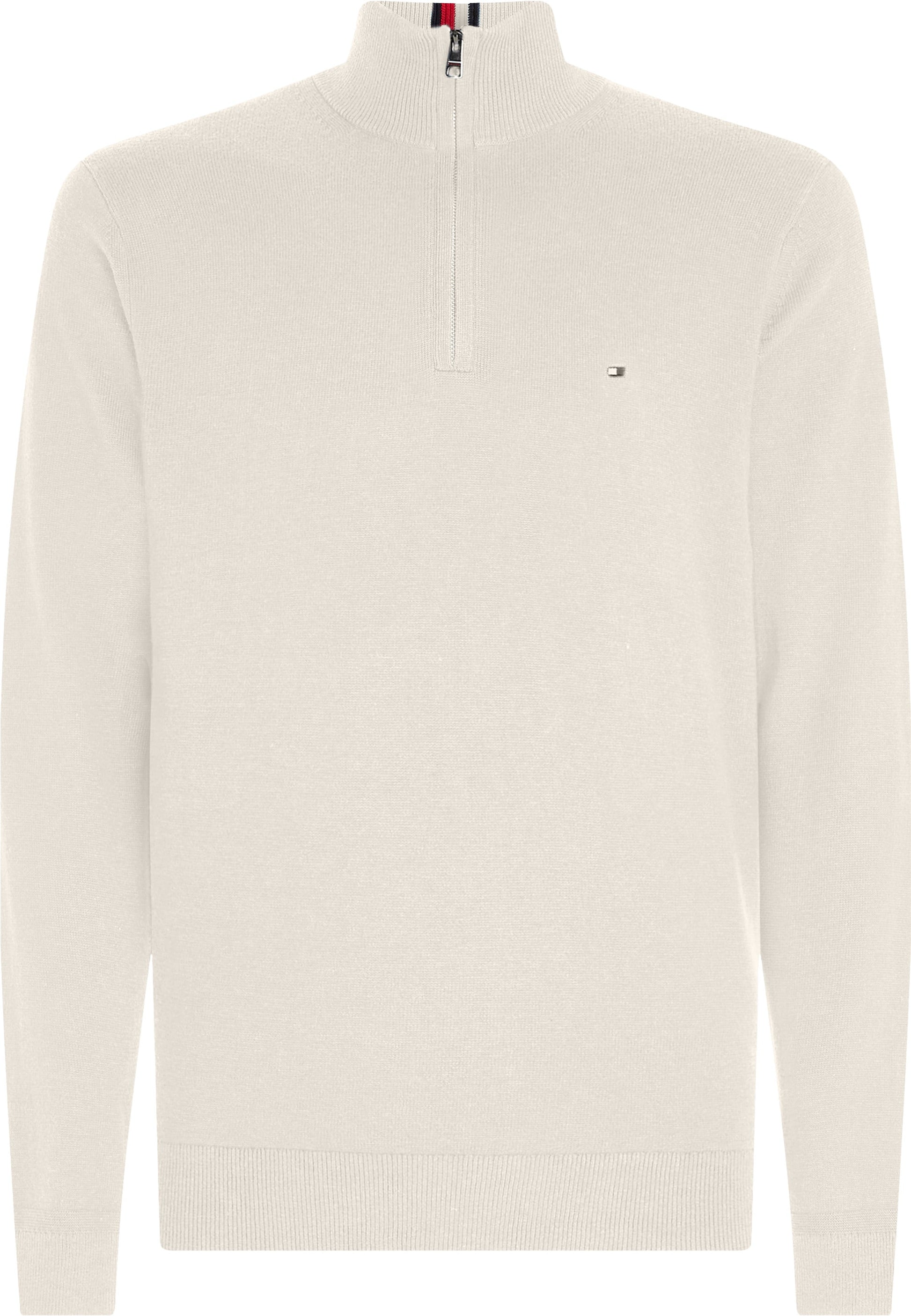 Tommy Hilfiger Cotton Cashmere Zip Neck Jumper Ancient White