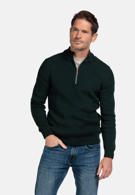 Baileys Ribbed Quarter Zip Jumper - Matt O'Brien Fashions