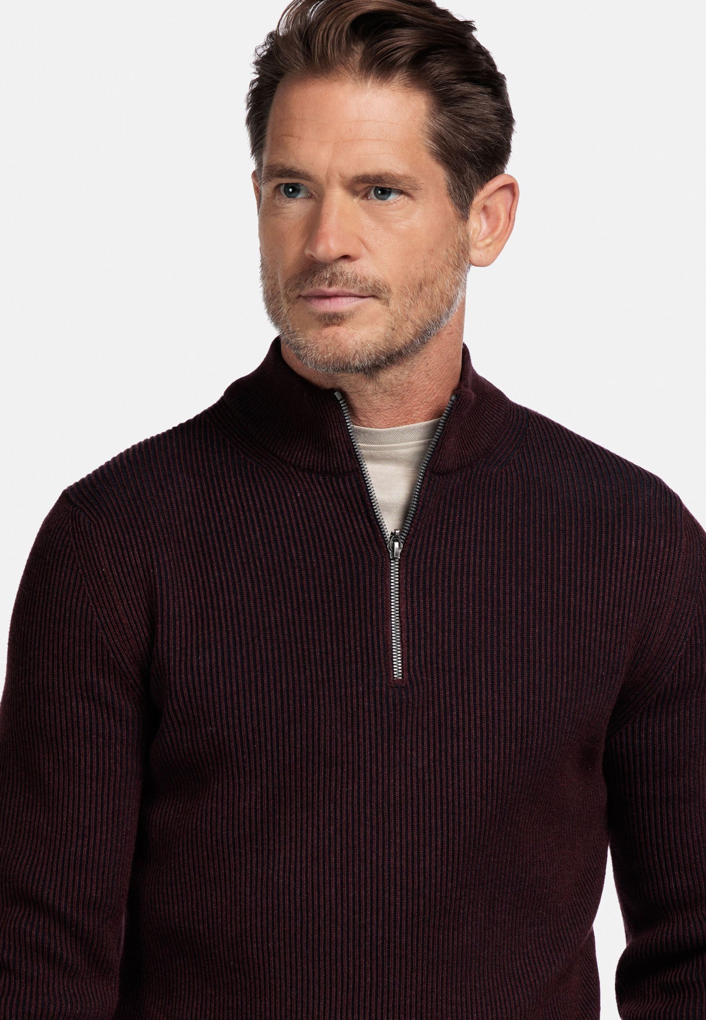 Baileys Ribbed Quarter Zip Jumper - Matt O'Brien Fashions
