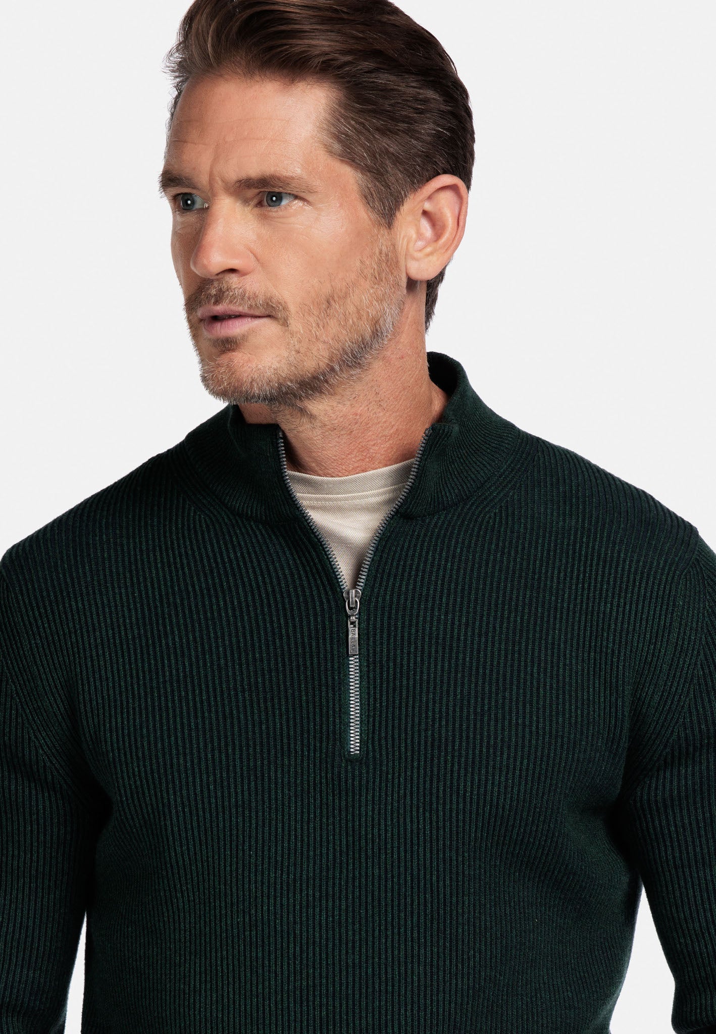 Baileys Ribbed Quarter Zip Jumper - Matt O'Brien Fashions