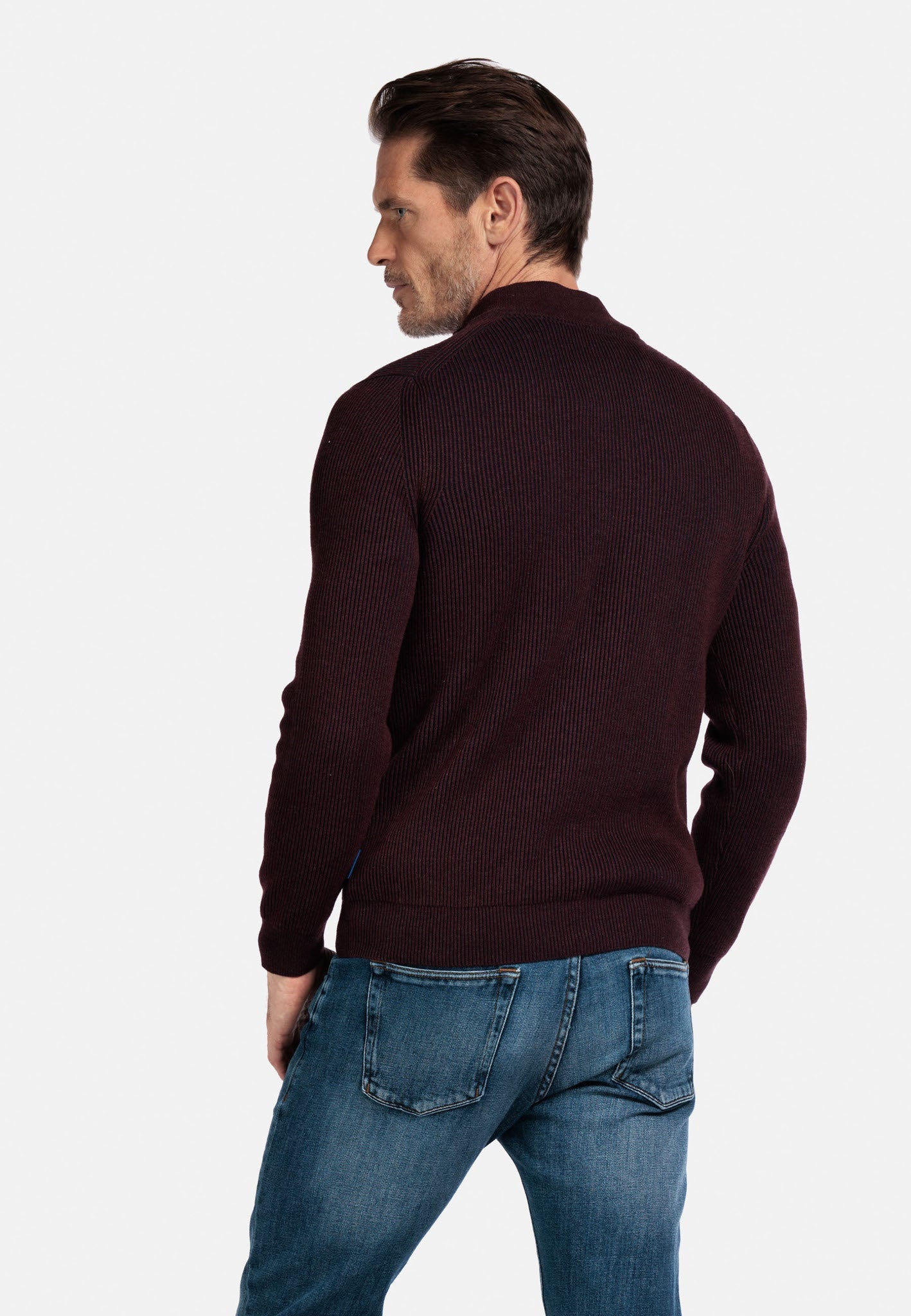 Baileys Ribbed Quarter Zip Jumper - Matt O'Brien Fashions