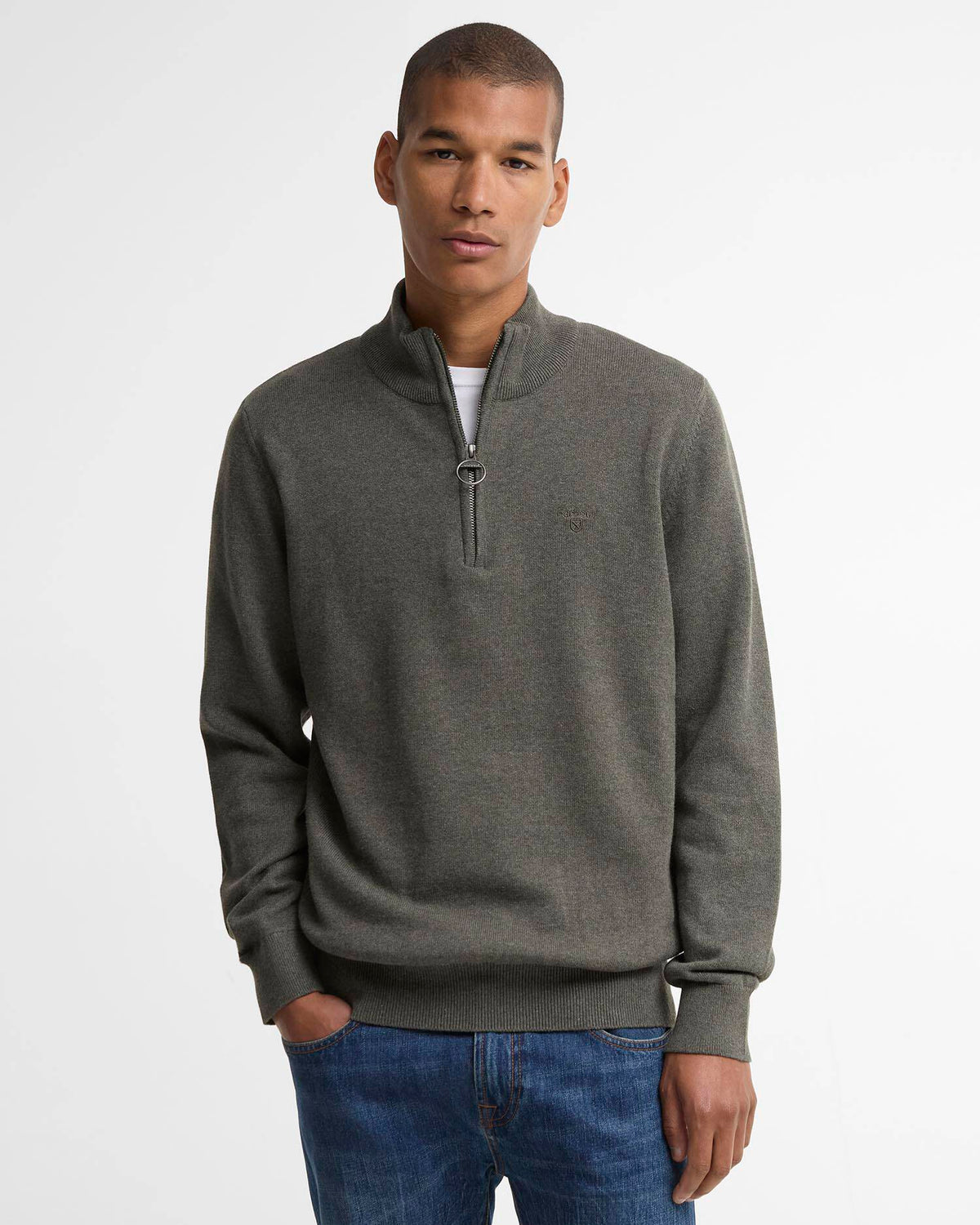 Barbour Cotton Quarter Zip Jumper - Matt O'Brien Fashions