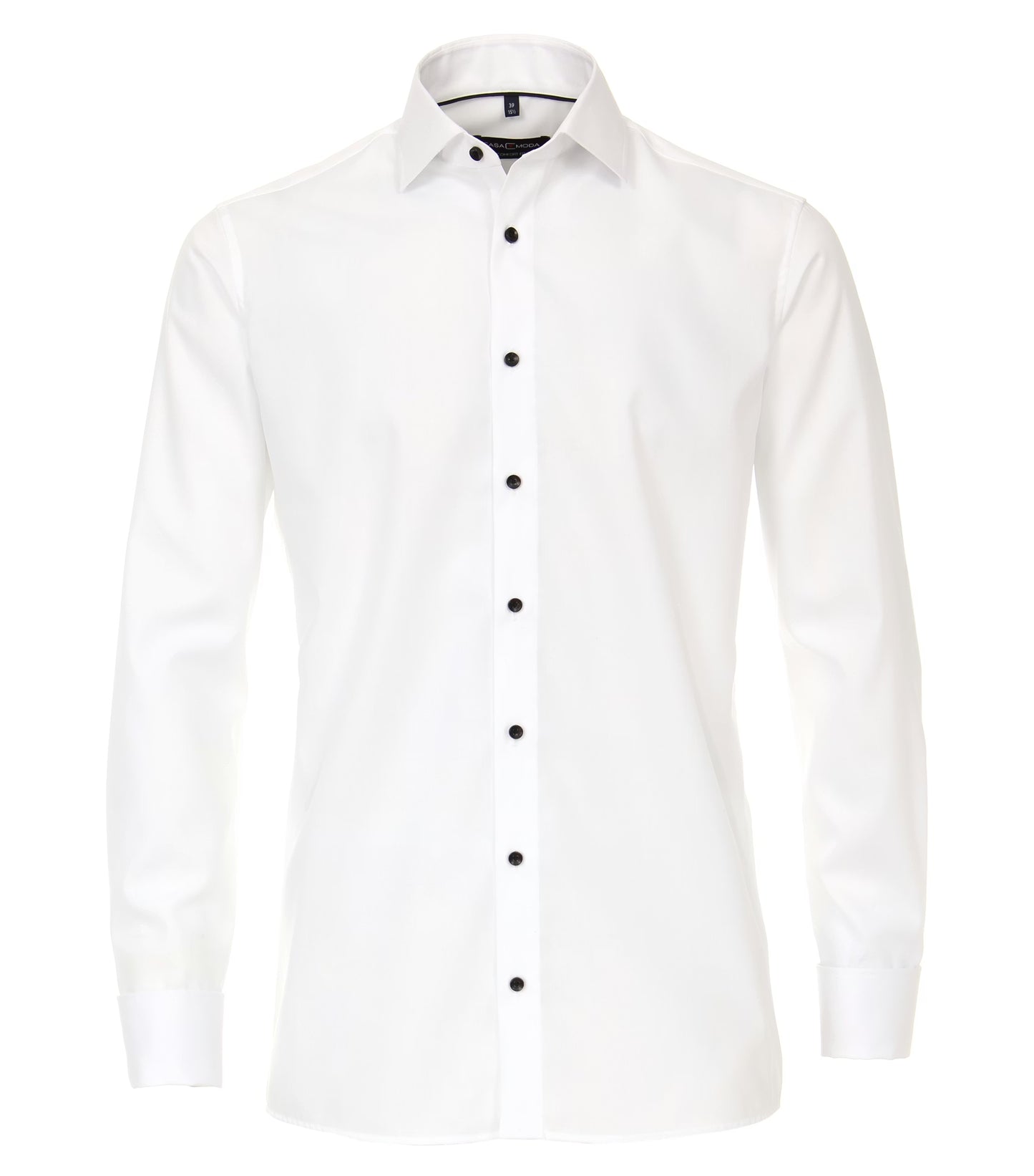 White shirt with dark buttons on a white background